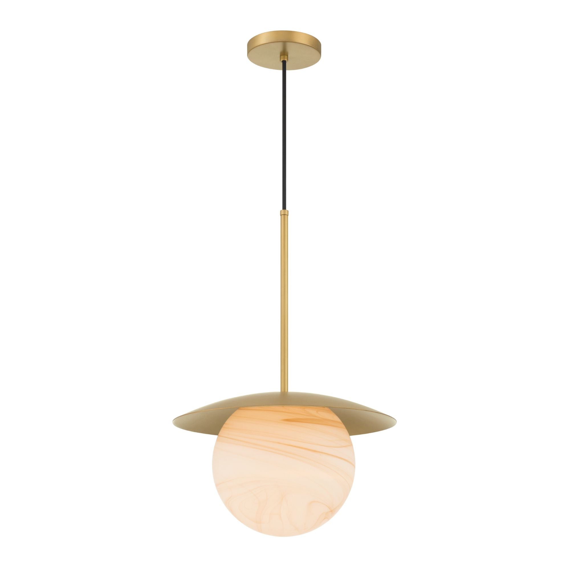 Minka-Lavery Olenne 21.75 in. Pendant Light, Legacy Brass with Etched Amber Swirl Glass Globe