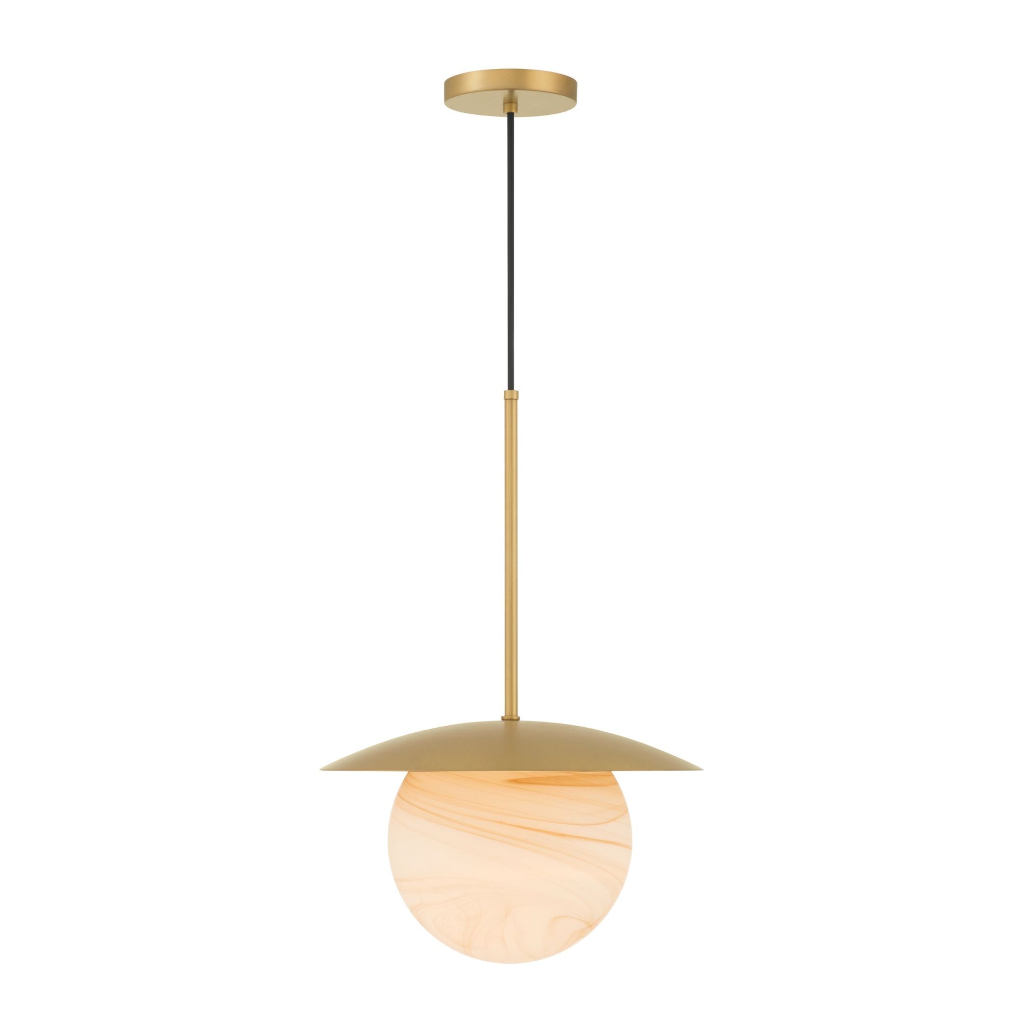 Minka-Lavery Olenne 21.75 in. Pendant Light, Legacy Brass with Etched Amber Swirl Glass Globe