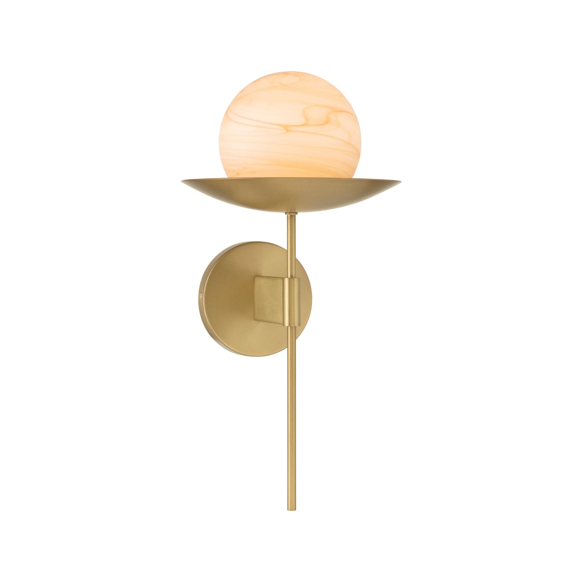 Minka-Lavery Olenne 18 in. Wall Sconce, Legacy Brass & Dark Bronze with Etched Amber Swirl Globe Glass
