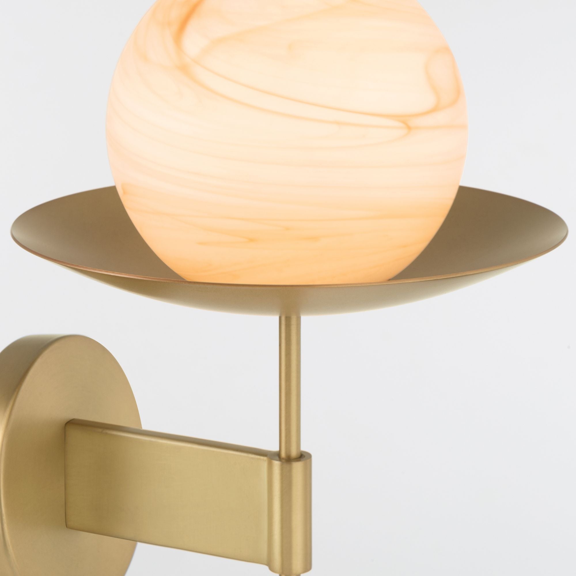 Minka-Lavery Olenne 18 in. Wall Sconce, Legacy Brass & Dark Bronze with Etched Amber Swirl Globe Glass