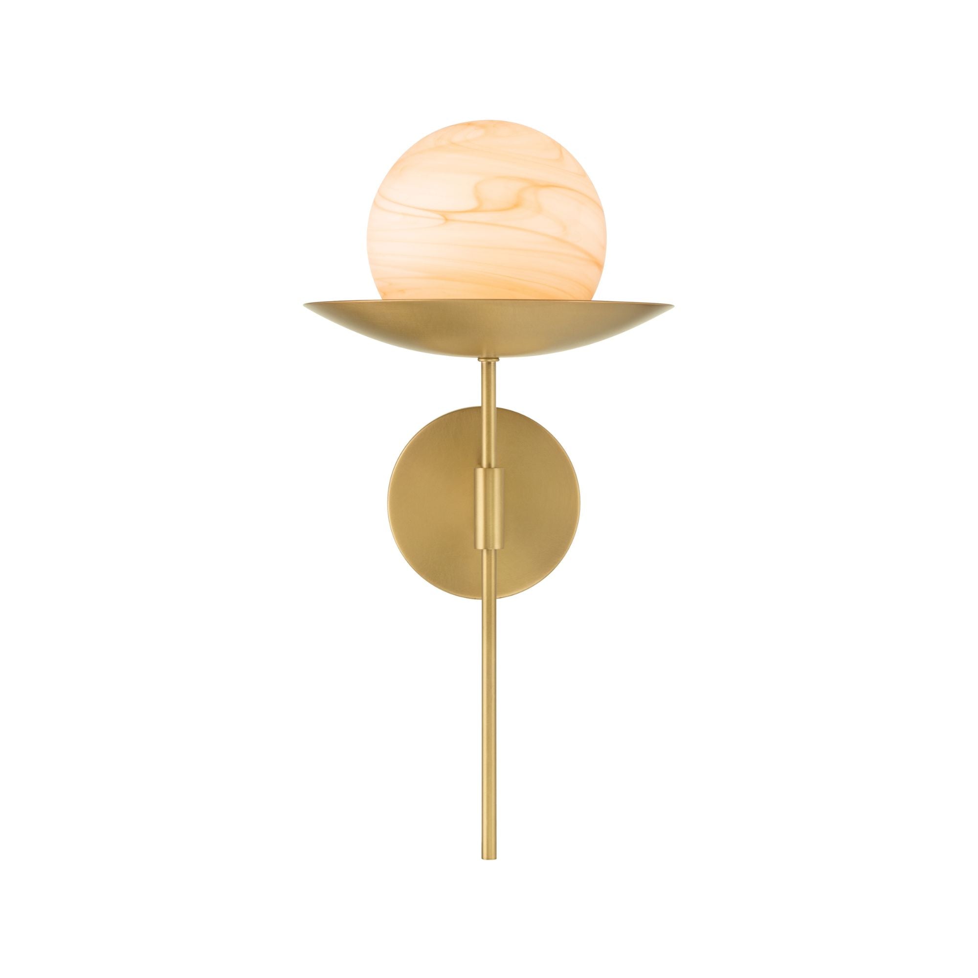 Minka-Lavery Olenne 18 in. Wall Sconce, Legacy Brass & Dark Bronze with Etched Amber Swirl Globe Glass