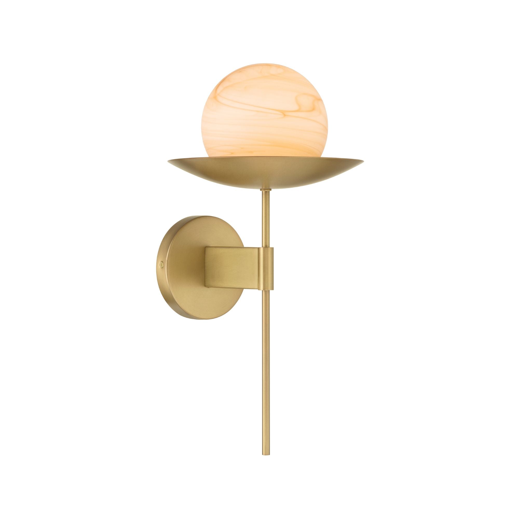 Minka-Lavery Olenne 18 in. Wall Sconce, Legacy Brass & Dark Bronze with Etched Amber Swirl Globe Glass