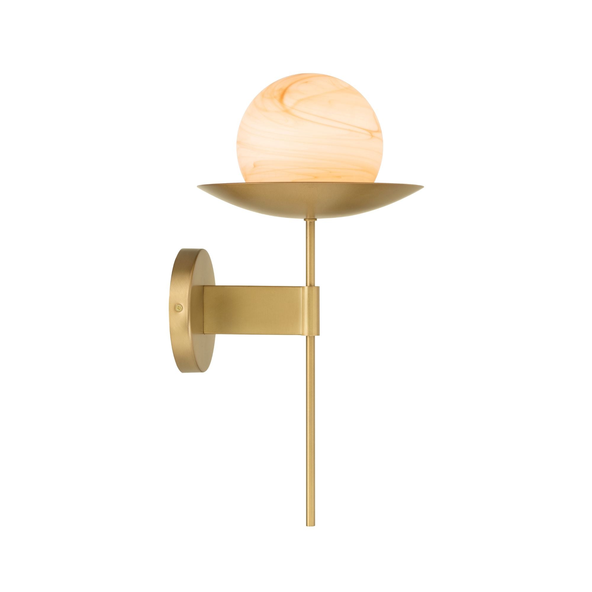 Minka-Lavery Olenne 18 in. Wall Sconce, Legacy Brass & Dark Bronze with Etched Amber Swirl Globe Glass