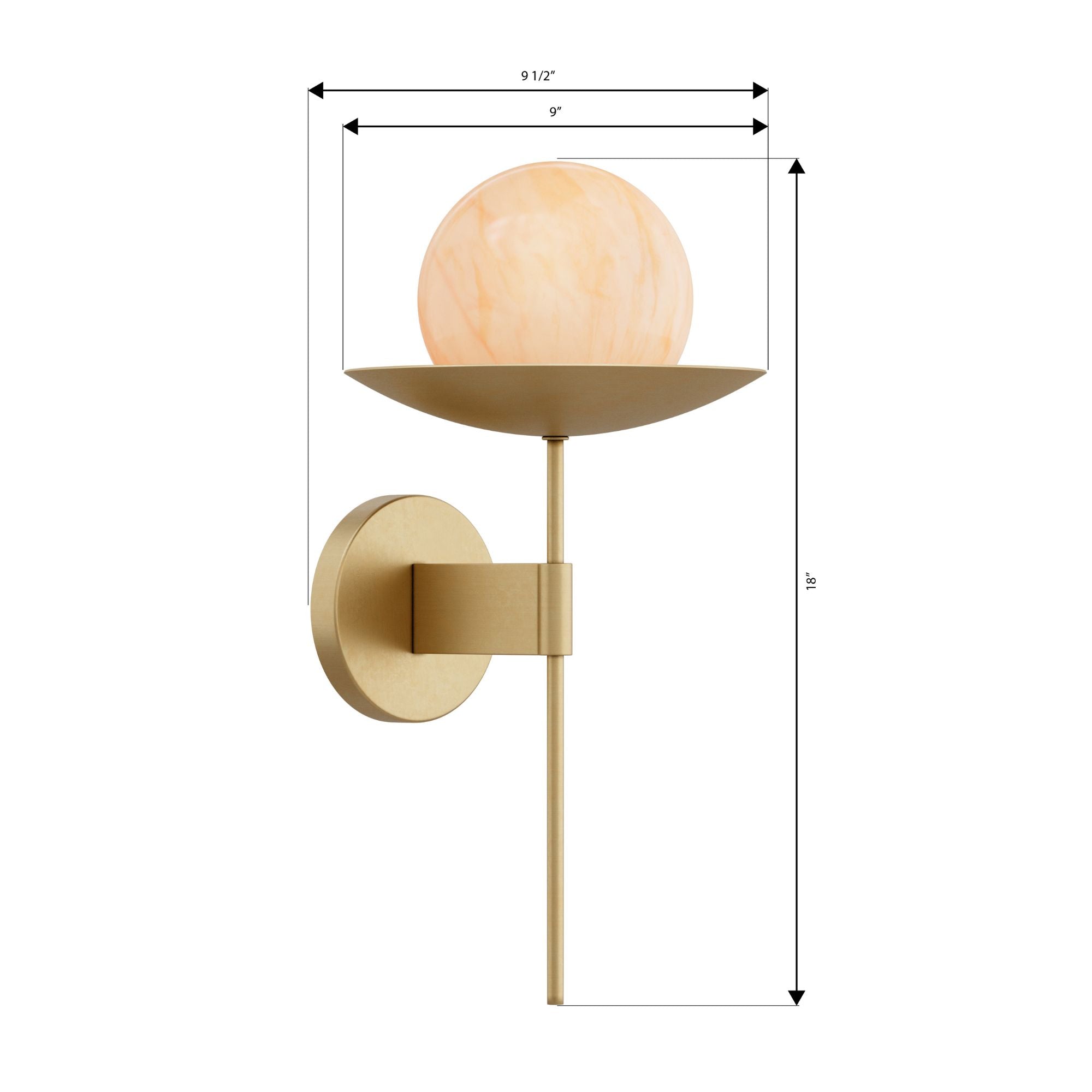 Minka-Lavery Olenne 18 in. Wall Sconce, Legacy Brass & Dark Bronze with Etched Amber Swirl Globe Glass