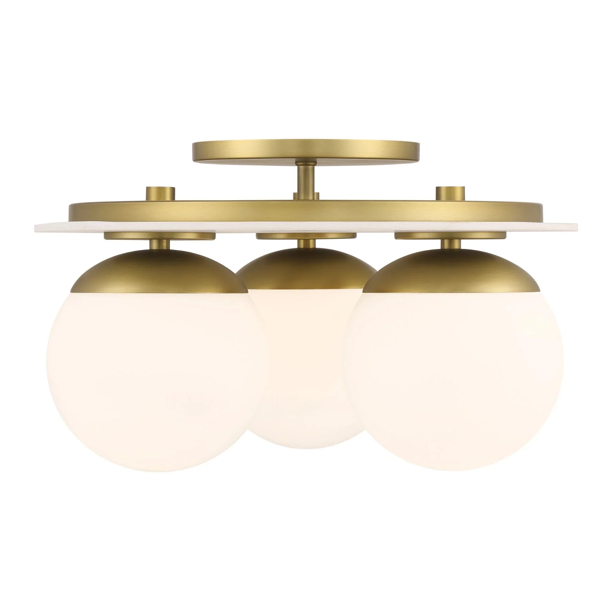 Orban 15" 3-Light Semi-Flush Mount, Soft Brass Finish