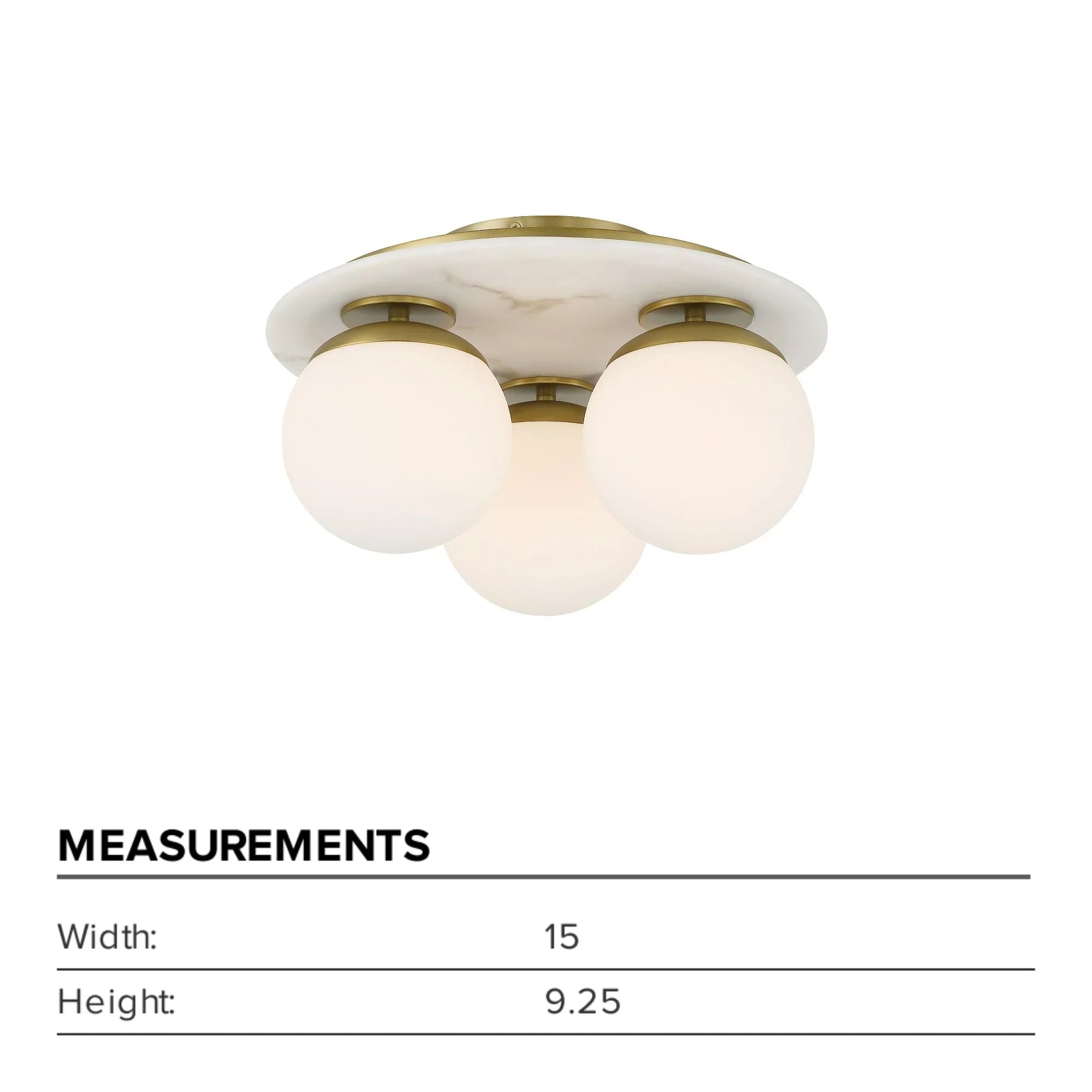 Orban 15" 3-Light Semi-Flush Mount, Soft Brass Finish