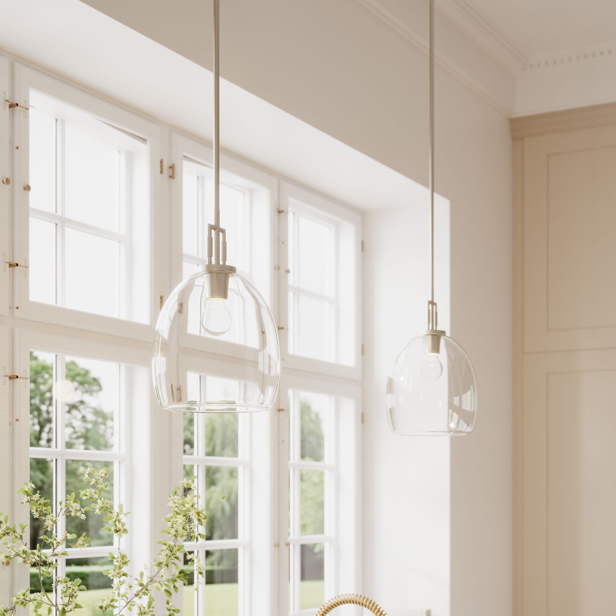 Minka-Lavery Orbis 15.75 in. Mini Pendant, Brushed Nickel with Clear Glass Dome