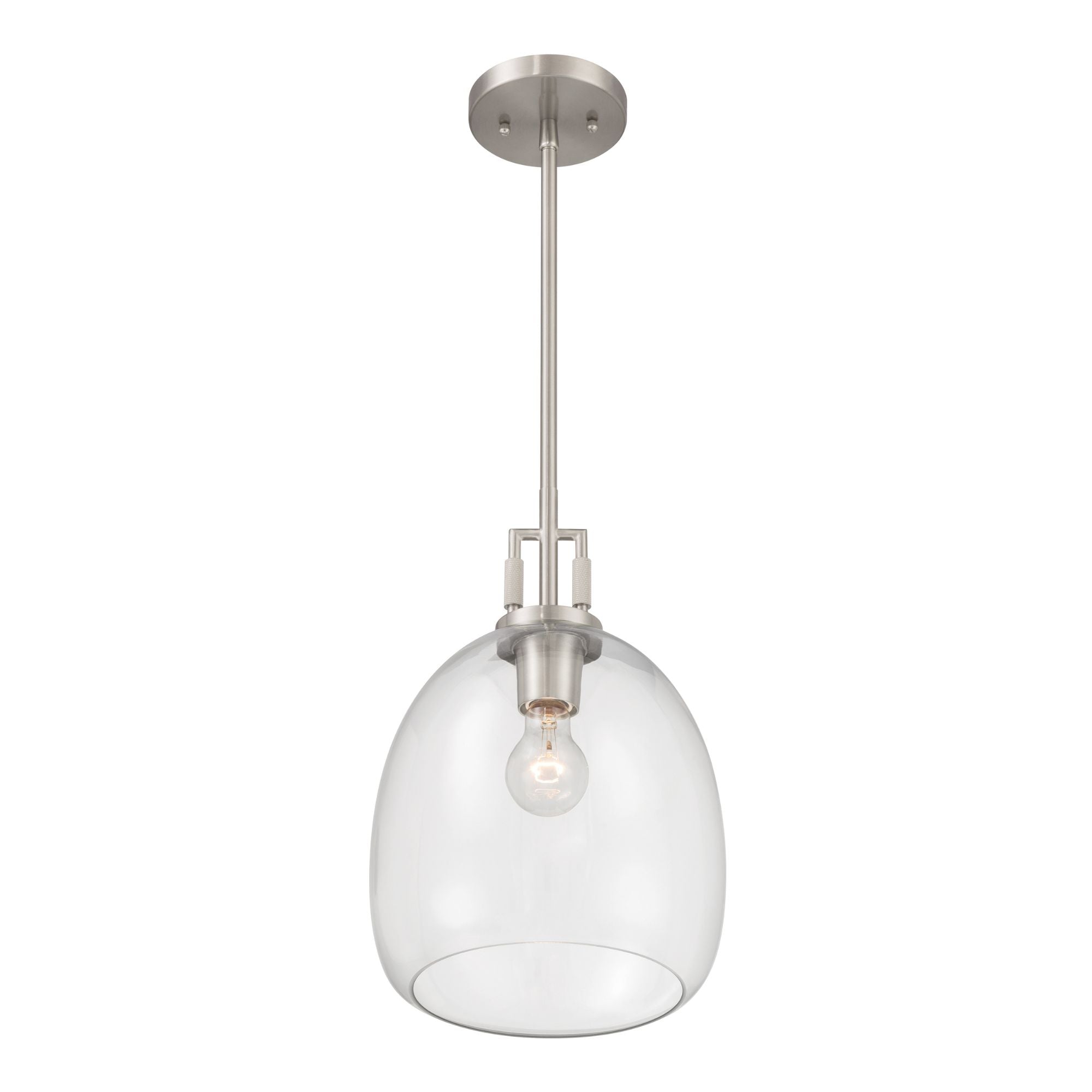 Minka-Lavery Orbis 15.75 in. Mini Pendant, Brushed Nickel with Clear Glass Dome