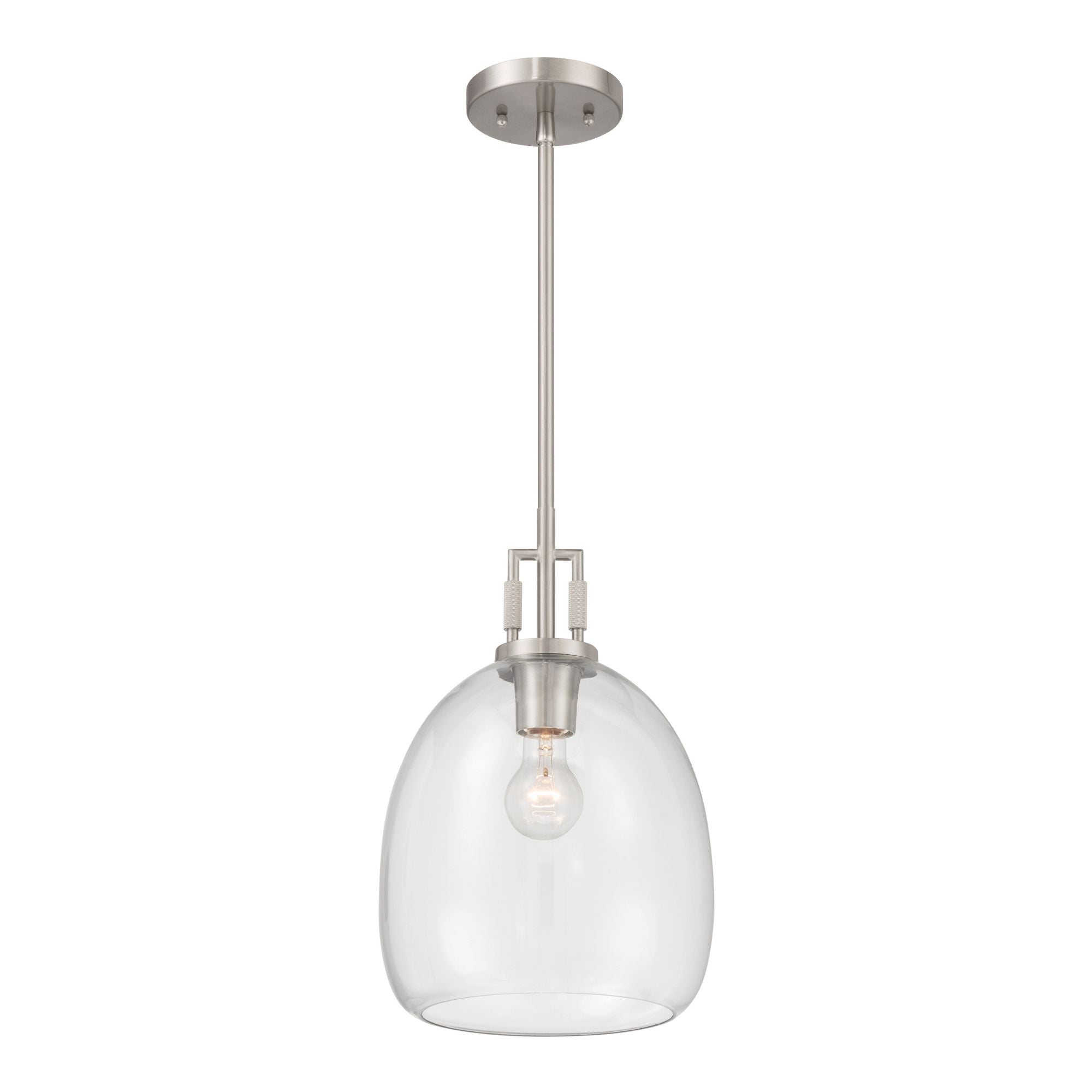 Minka-Lavery Orbis 15.75 in. Mini Pendant, Brushed Nickel with Clear Glass Dome
