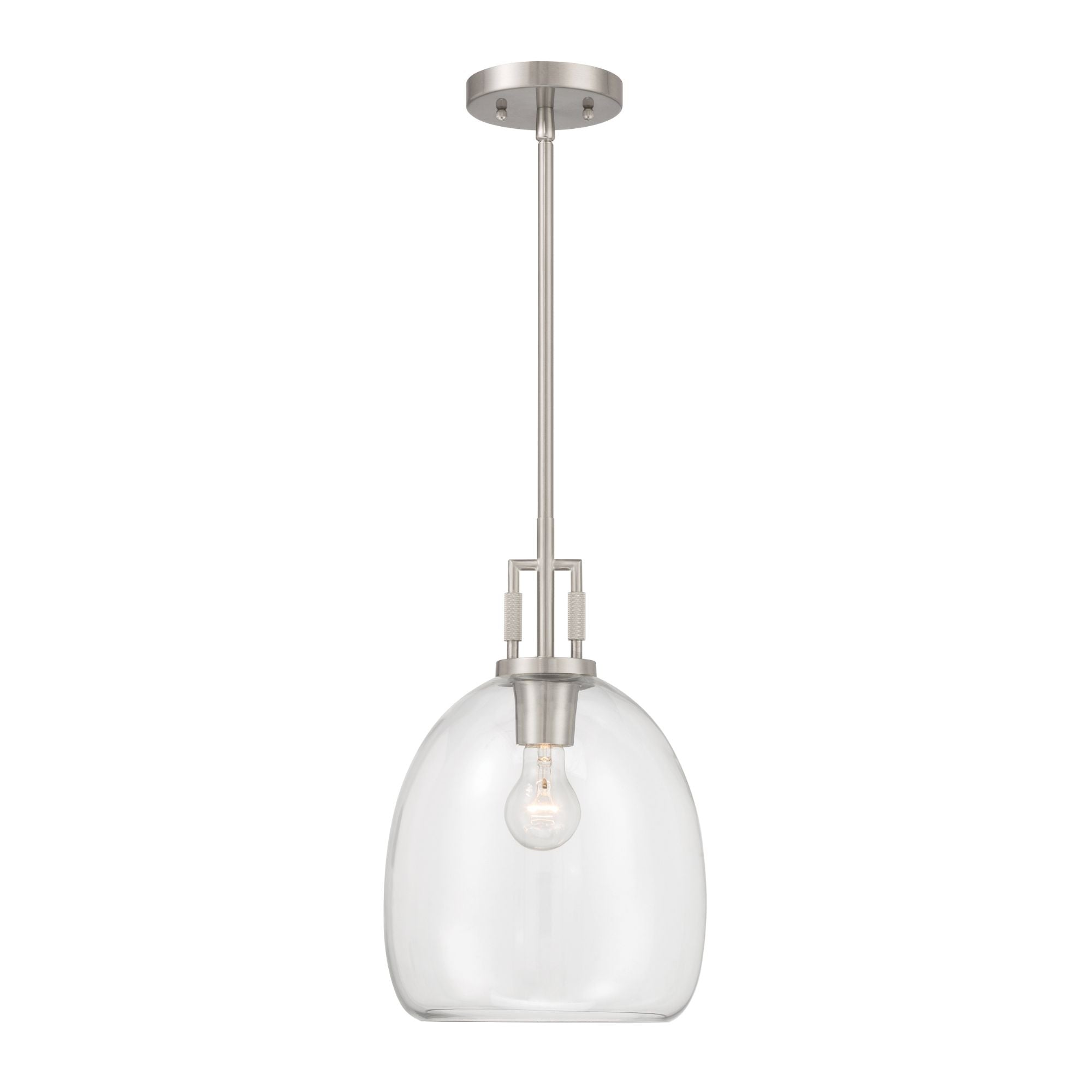 Minka-Lavery Orbis 15.75 in. Mini Pendant, Brushed Nickel with Clear Glass Dome