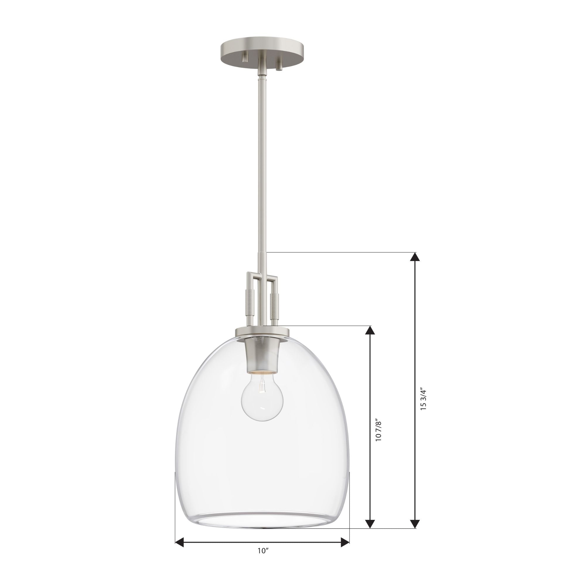 Minka-Lavery Orbis 15.75 in. Mini Pendant, Brushed Nickel with Clear Glass Dome