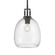Minka-Lavery Orbis 15.75 in. Mini Pendant, Dark Matte Black with Clear Glass Dome