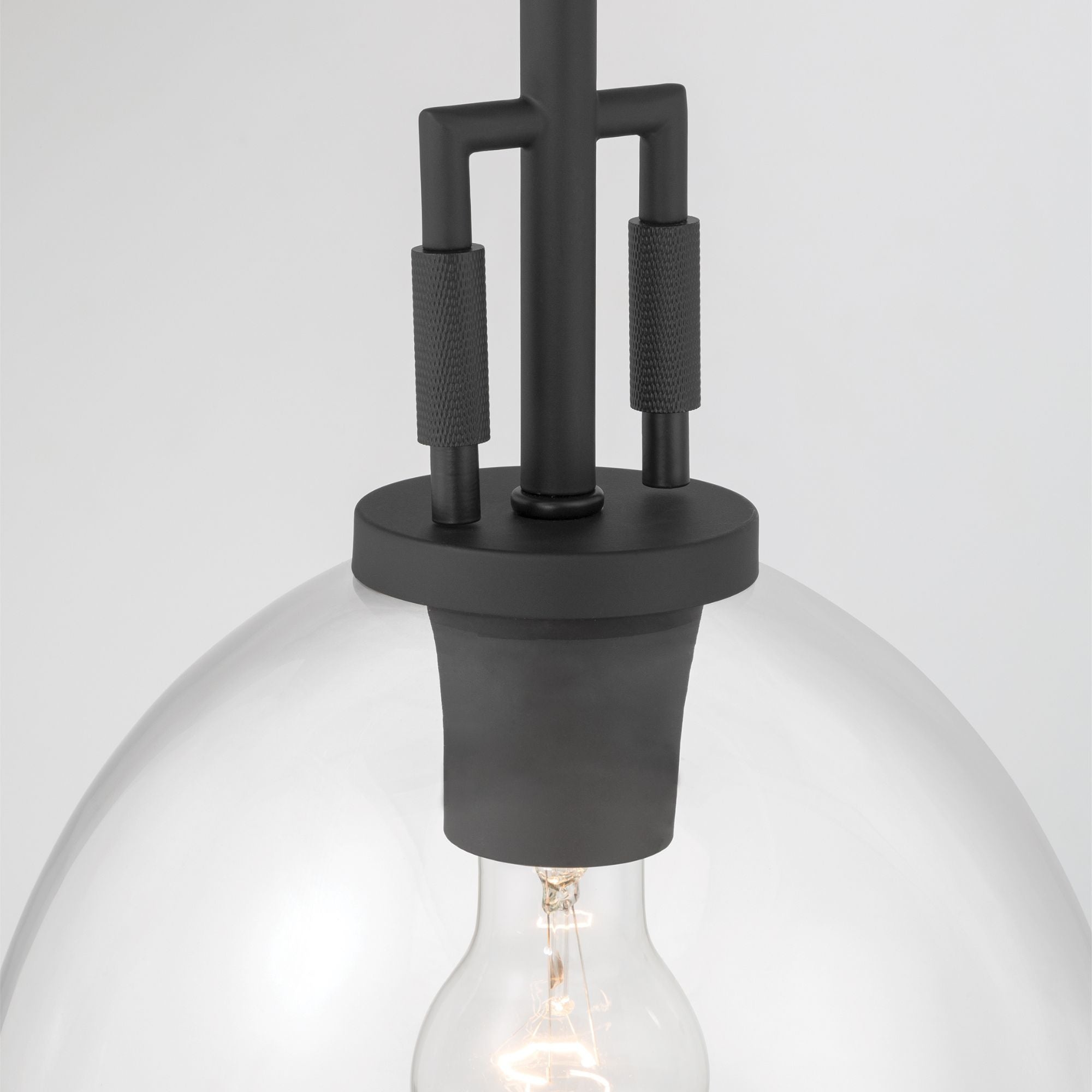 Minka-Lavery Orbis 15.75 in. Mini Pendant, Dark Matte Black with Clear Glass Dome