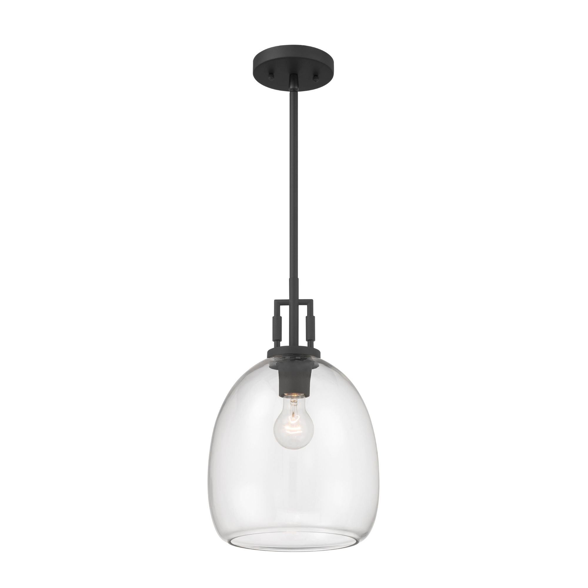 Minka-Lavery Orbis 15.75 in. Mini Pendant, Dark Matte Black with Clear Glass Dome