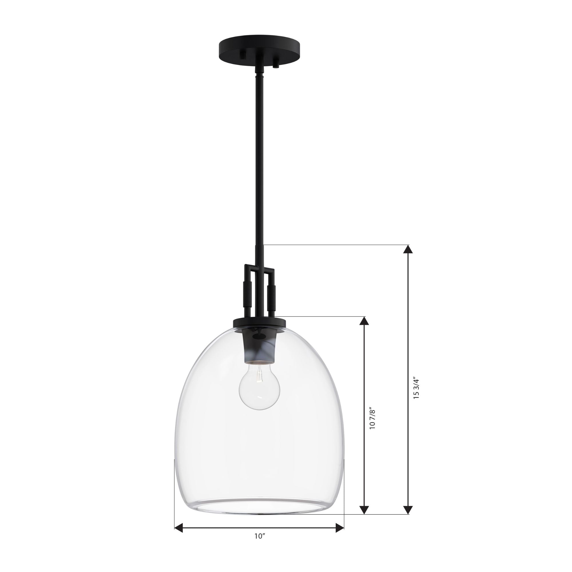Minka-Lavery Orbis 15.75 in. Mini Pendant, Dark Matte Black with Clear Glass Dome