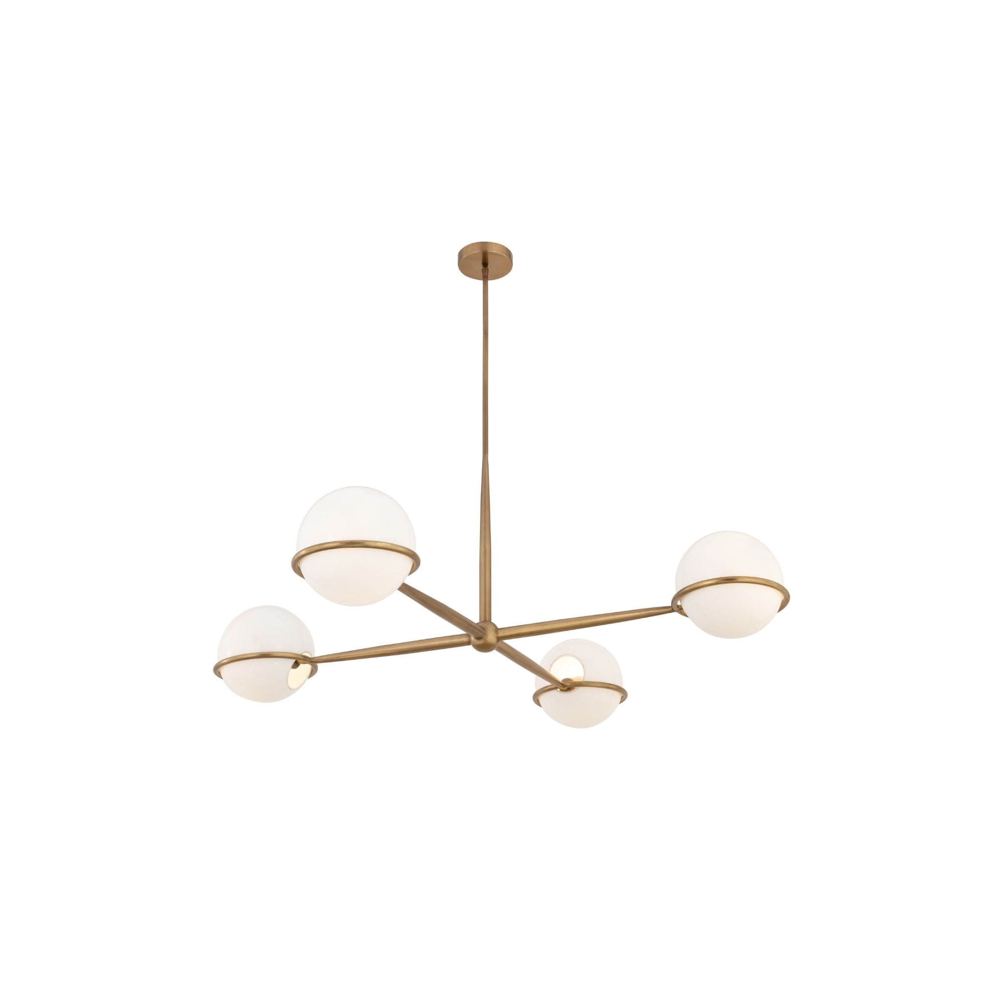 Minka-Lavery Orstyn 48 in. 4-Light Chandelier, Legacy Brass with Opal Glass Shades