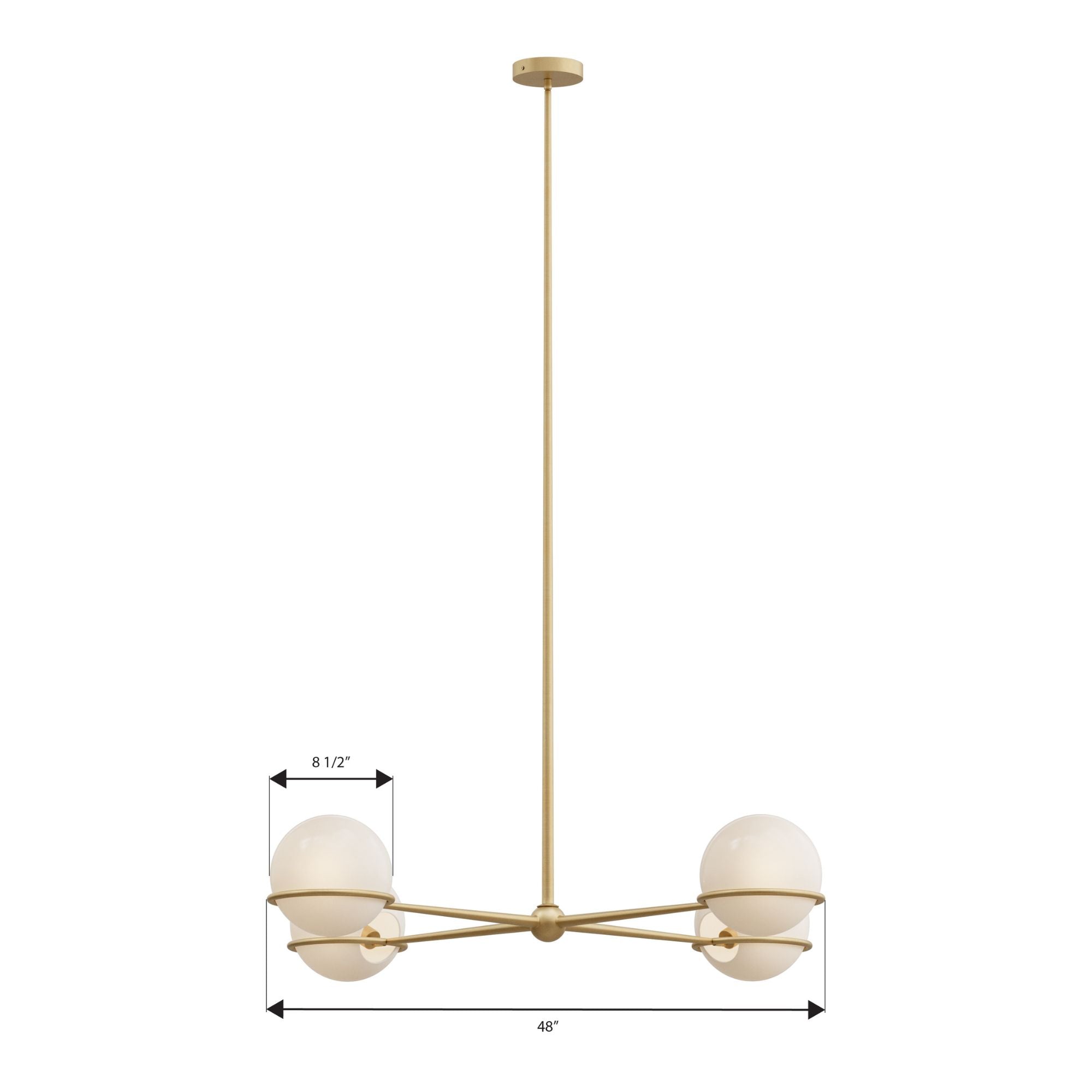 Minka-Lavery Orstyn 48 in. 4-Light Chandelier, Legacy Brass with Opal Glass Shades