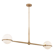 Minka-Lavery Orstyn 52 in. 2-Light Linear Chandelier, Legacy Brass with Opal Glass Shades