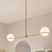 Minka-Lavery Orstyn 52 in. 2-Light Linear Chandelier, Legacy Brass with Opal Glass Shades