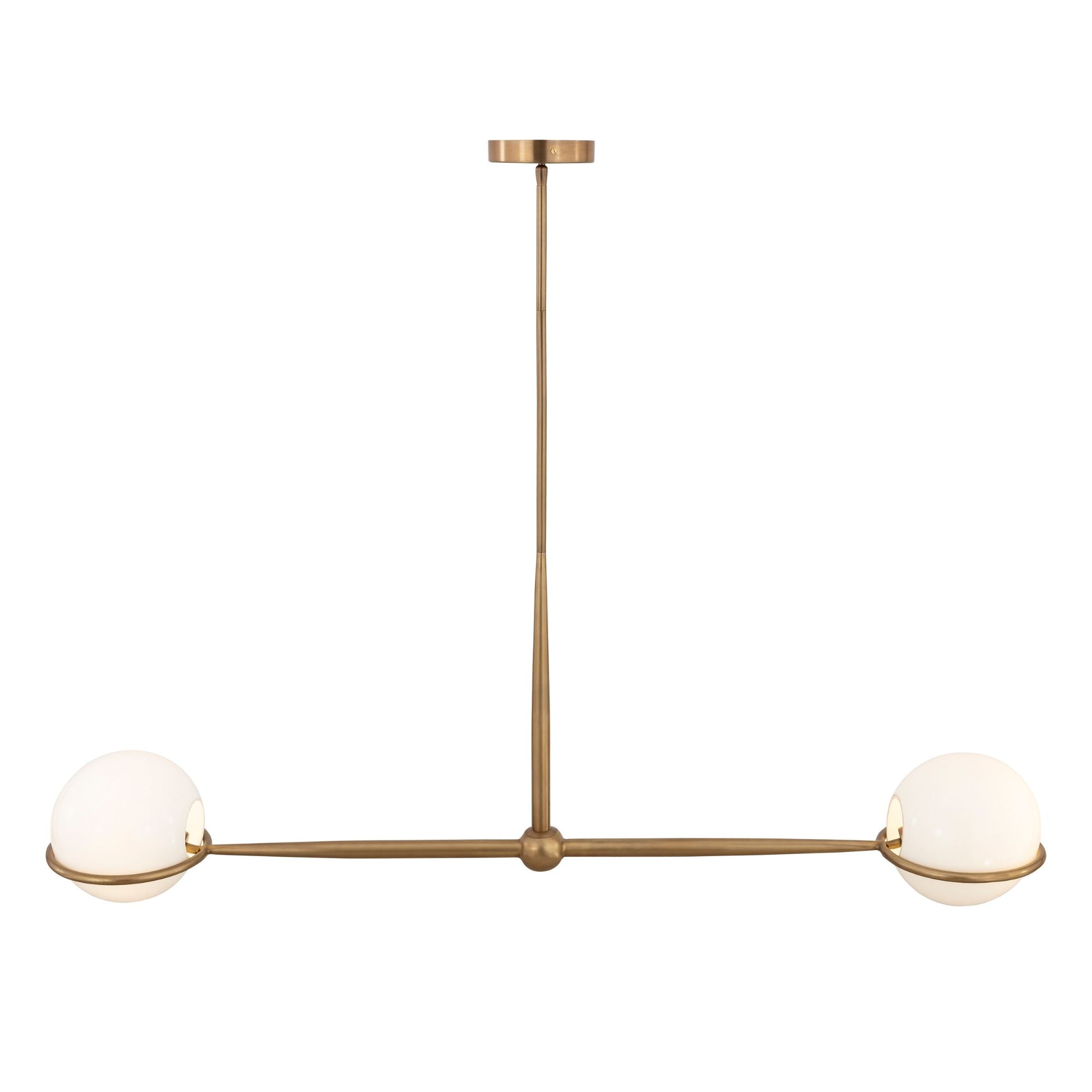 Minka-Lavery Orstyn 52 in. 2-Light Linear Chandelier, Legacy Brass with Opal Glass Shades