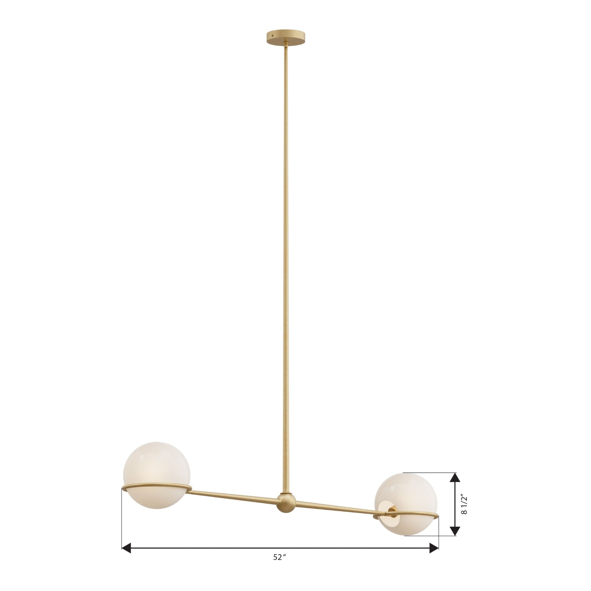 Minka-Lavery Orstyn 52 in. 2-Light Linear Chandelier, Legacy Brass with Opal Glass Shades