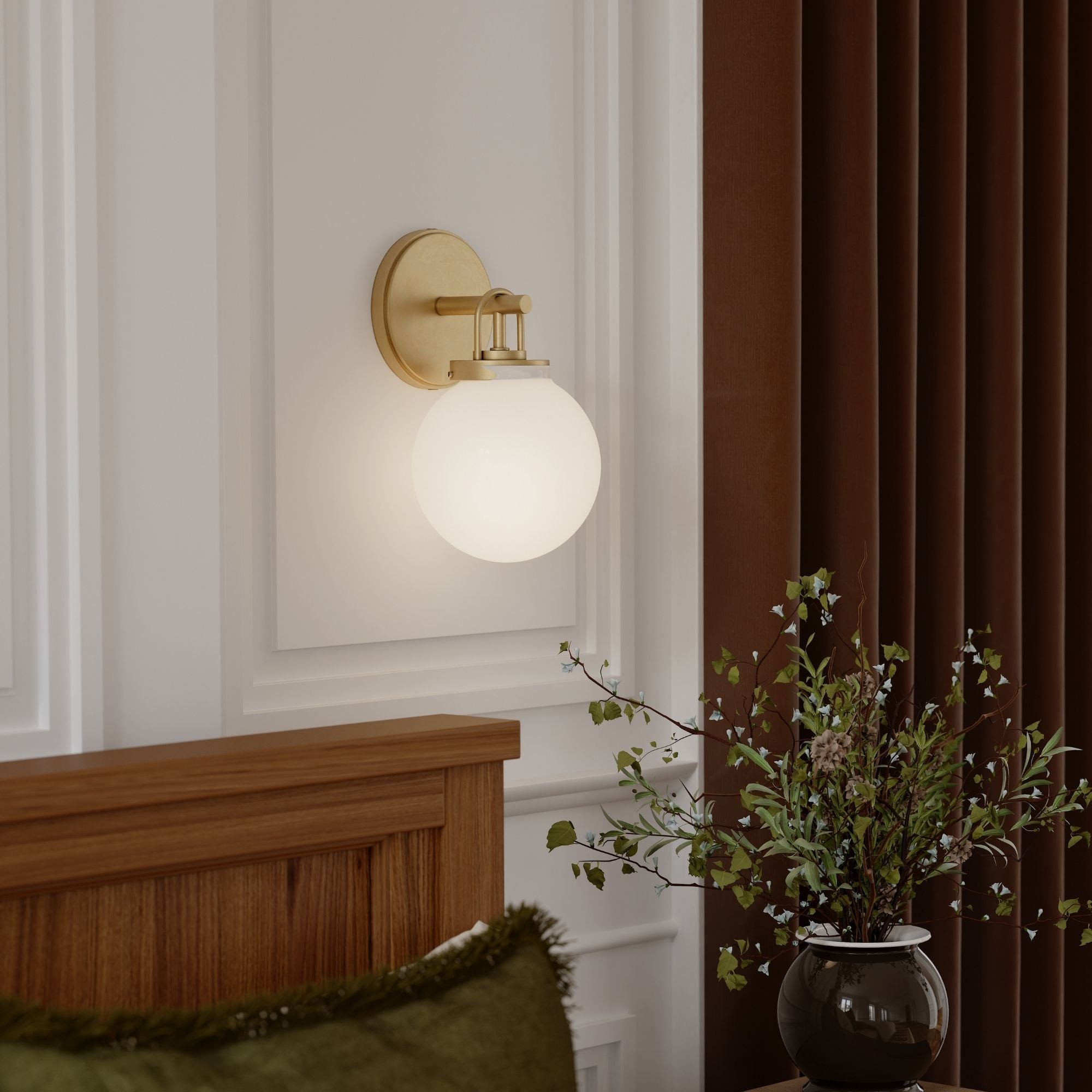 Minka-Lavery Ortesa 10.5 in. Bathroom Vanity Light, Legacy Brass with Etched Opal Glass Globe