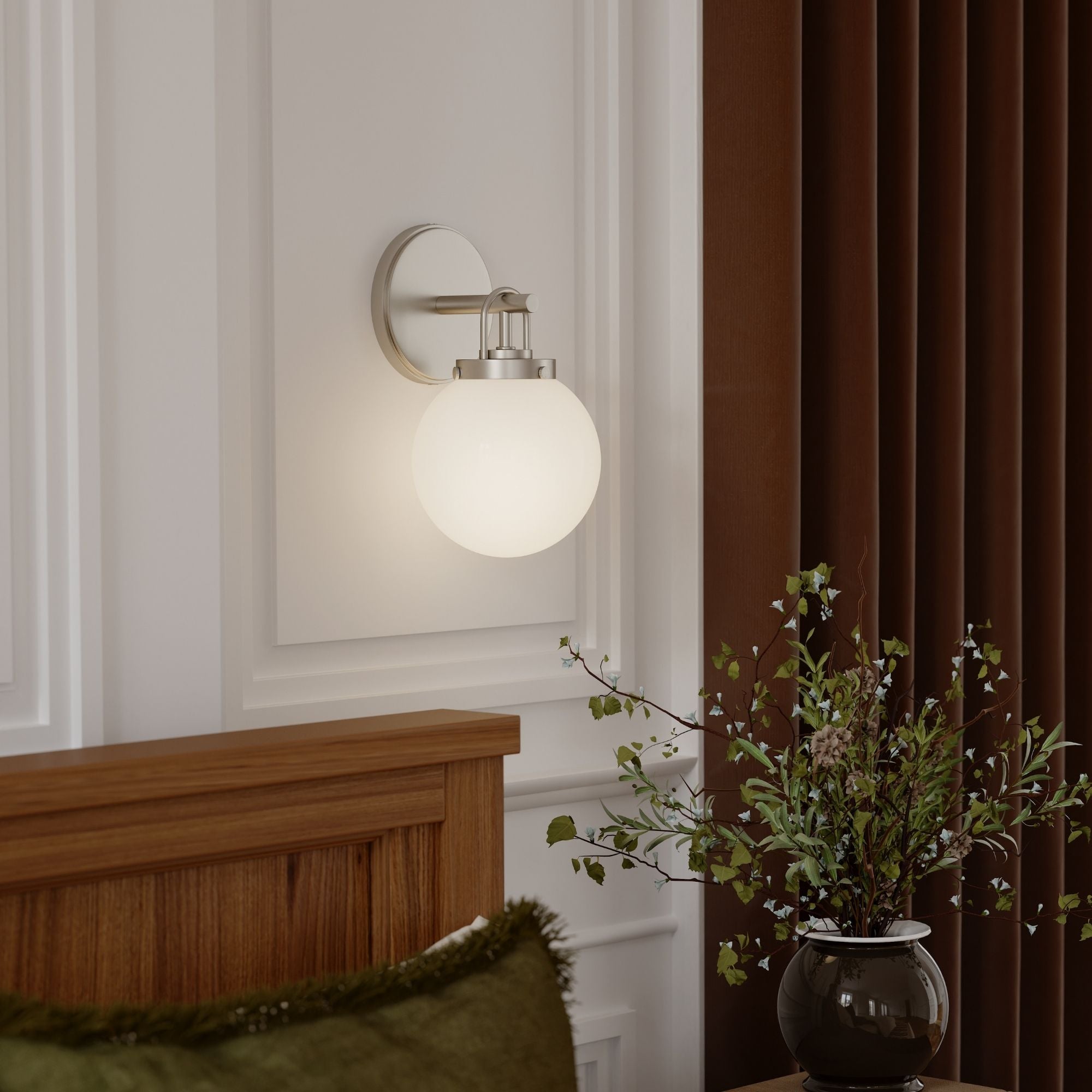 Minka-Lavery Ortesa 10.5 in. Bathroom Vanity Light, Brushed Nickel with Etched Opal Glass Globe