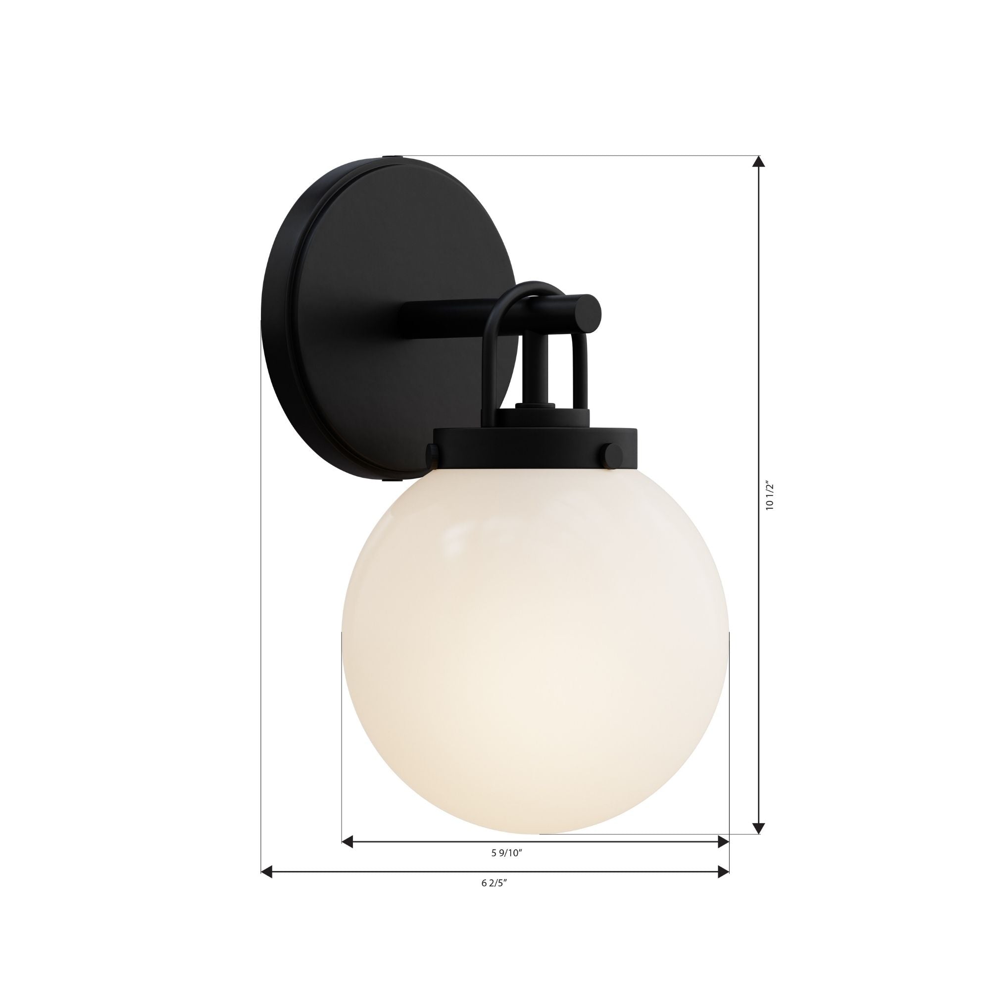 Minka-Lavery Ortesa 10.5 in. Bathroom Vanity Light, Dark Matte Black with Etched Opal Glass Globe