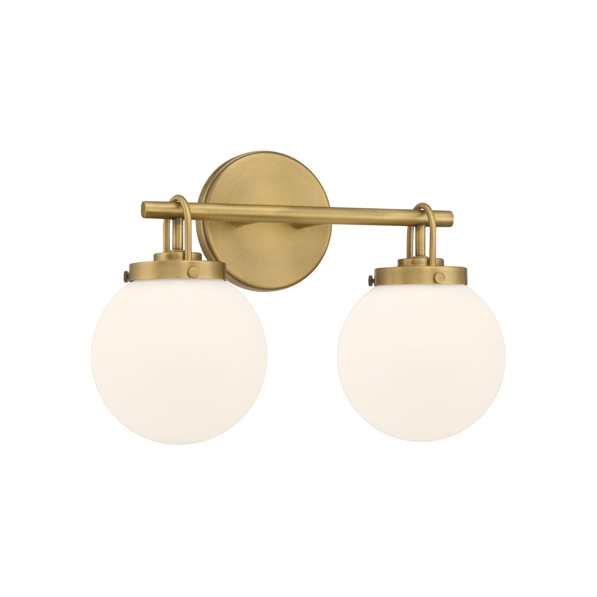 Minka-Lavery Ortesa 15 in. 2-Light Vanity, Legacy Brass with Etched Opal Glass Globes