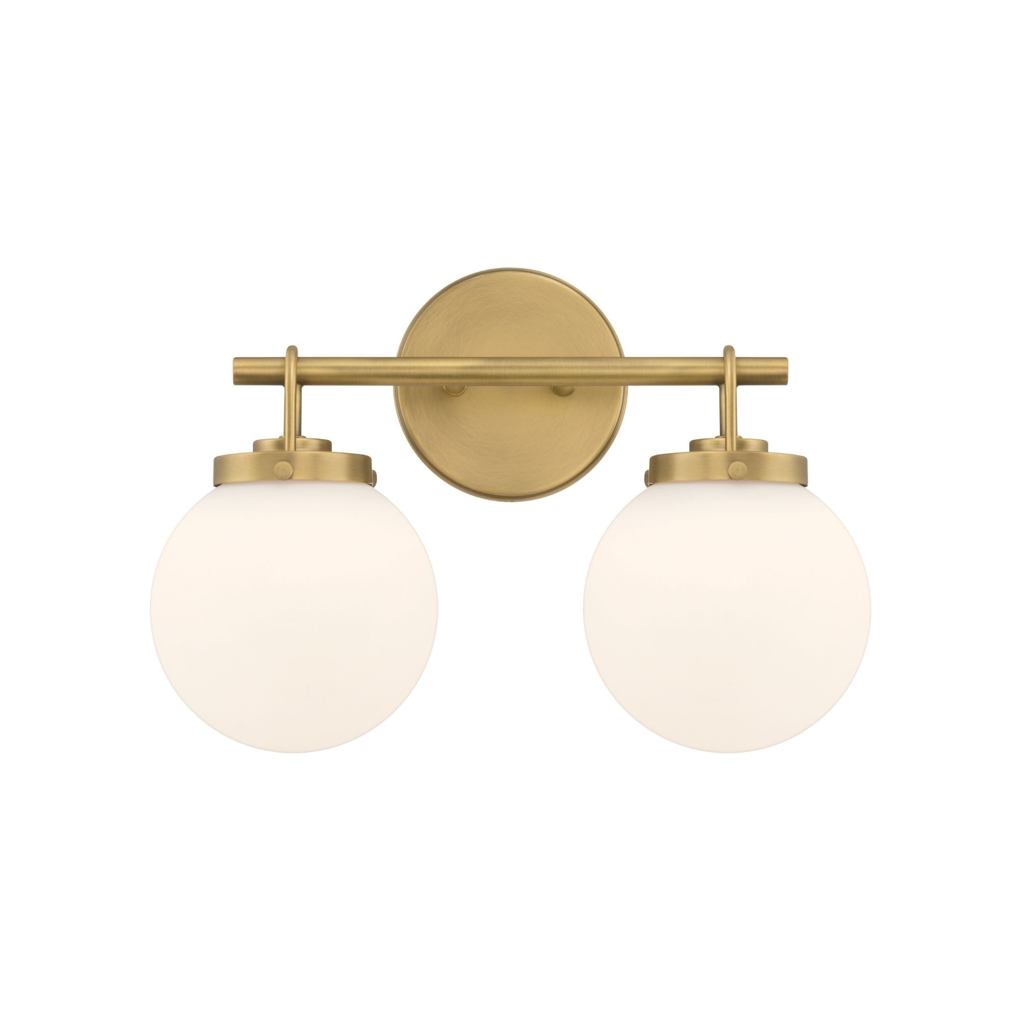 Minka-Lavery Ortesa 15 in. 2-Light Vanity, Legacy Brass with Etched Opal Glass Globes