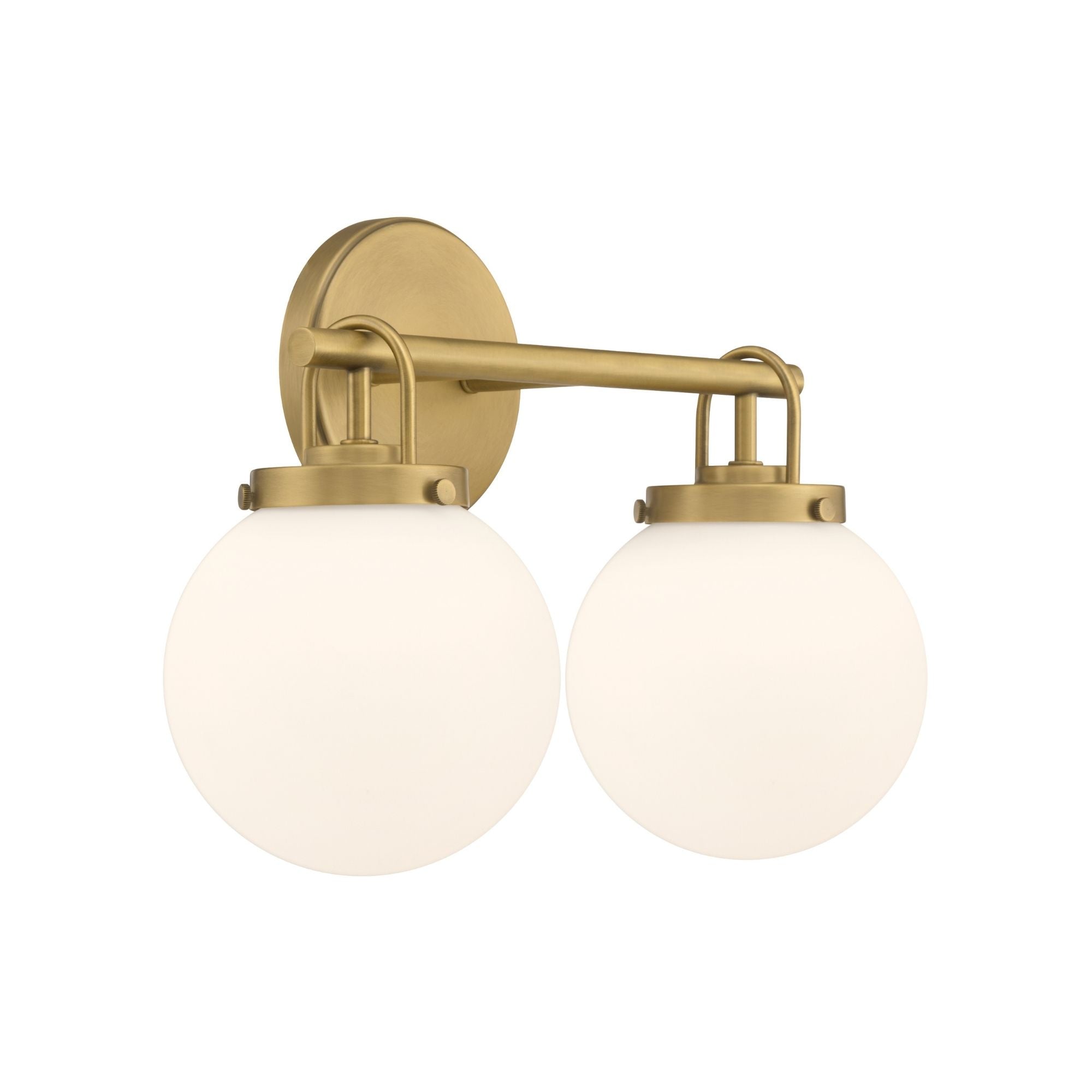 Minka-Lavery Ortesa 15 in. 2-Light Vanity, Legacy Brass with Etched Opal Glass Globes