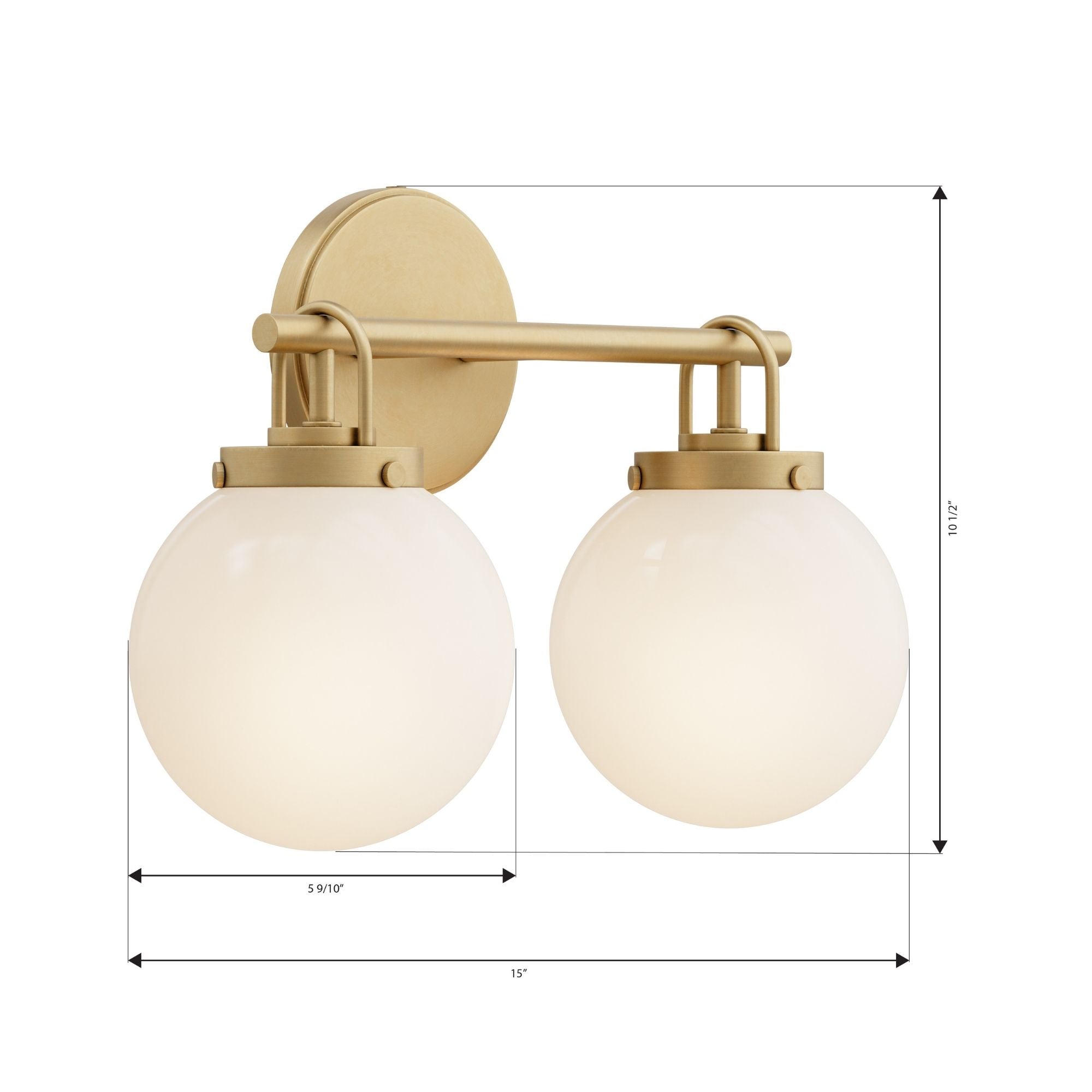 Minka-Lavery Ortesa 15 in. 2-Light Vanity, Legacy Brass with Etched Opal Glass Globes