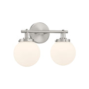 Minka-Lavery Ortesa 15 in. 2-Light Vanity, Brushed Nickel with Etched Opal Glass Globes