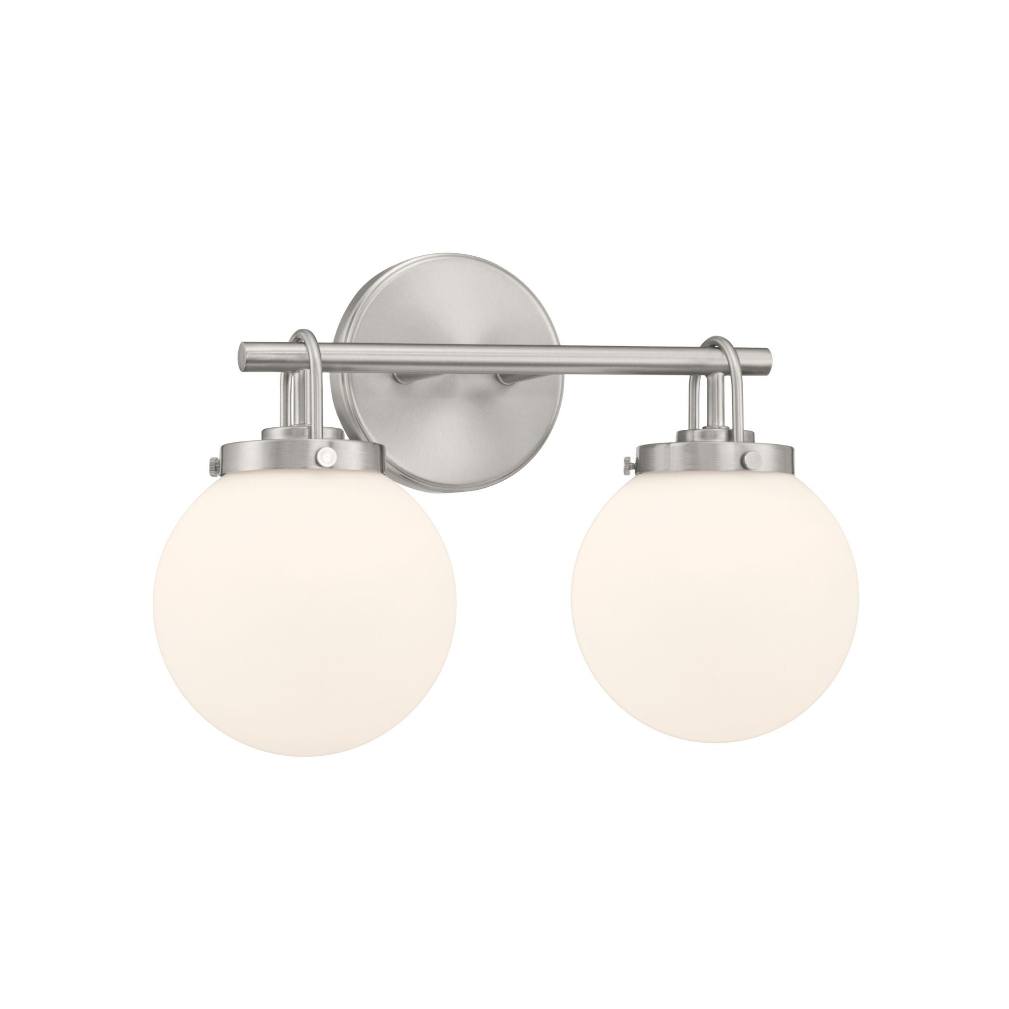 Minka-Lavery Ortesa 15 in. 2-Light Vanity, Brushed Nickel with Etched Opal Glass Globes