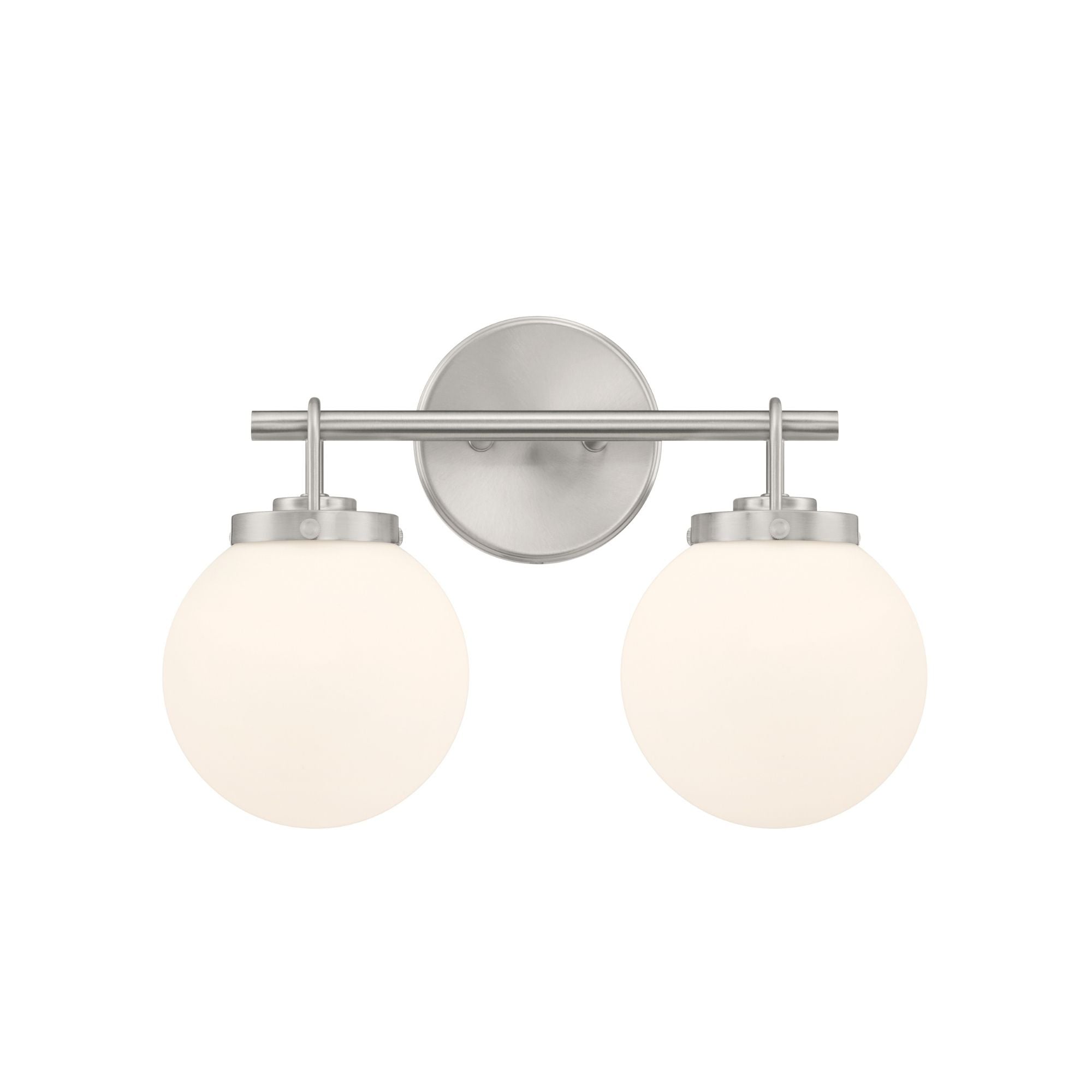 Minka-Lavery Ortesa 15 in. 2-Light Vanity, Brushed Nickel with Etched Opal Glass Globes