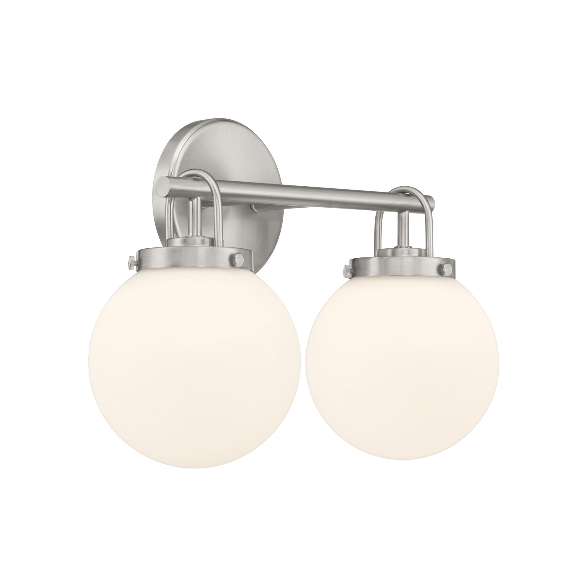 Minka-Lavery Ortesa 15 in. 2-Light Vanity, Brushed Nickel with Etched Opal Glass Globes