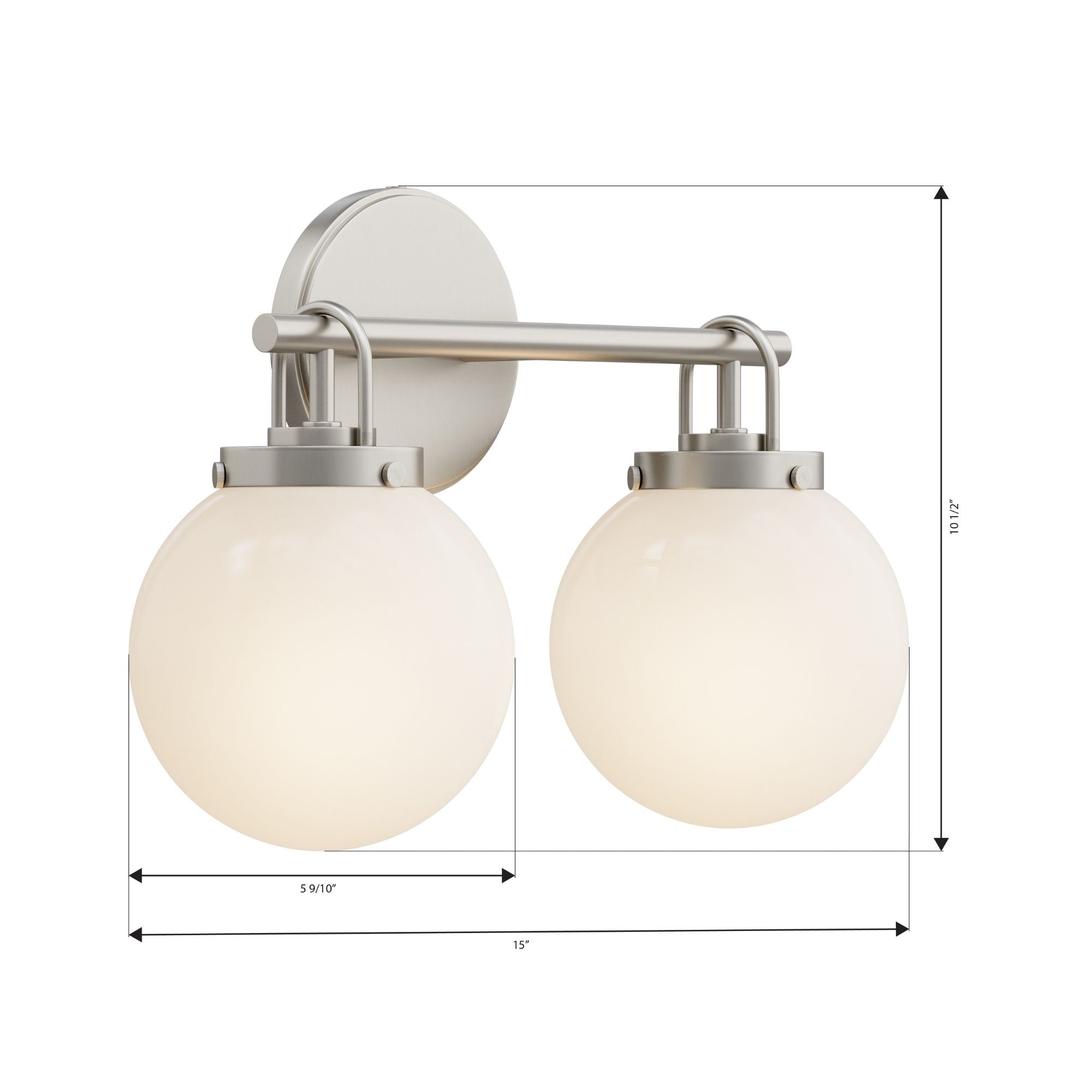 Minka-Lavery Ortesa 15 in. 2-Light Vanity, Brushed Nickel with Etched Opal Glass Globes