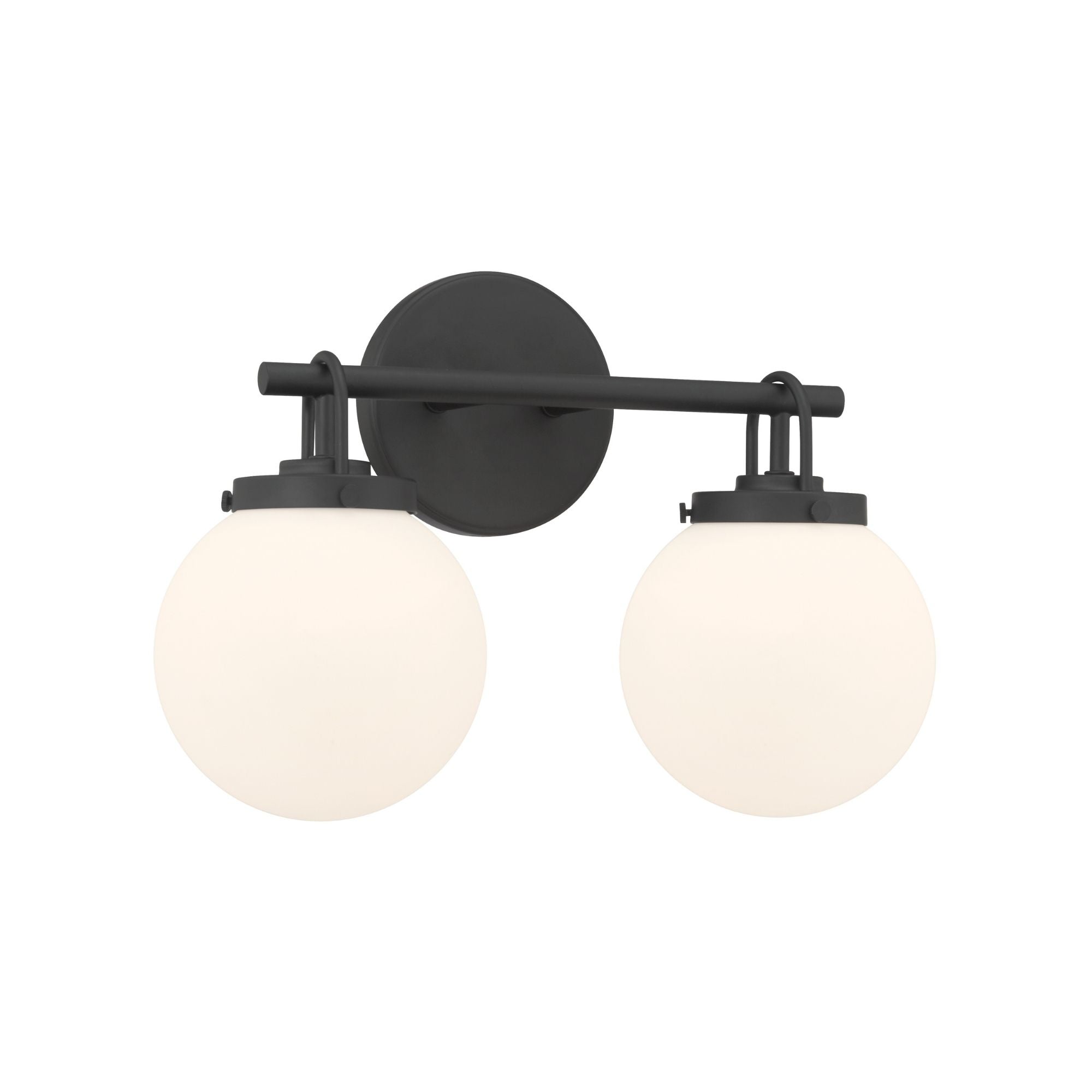 Minka-Lavery Ortesa 15 in. 2-Light Vanity, Dark Matte Black with Etched Opal Glass Globes