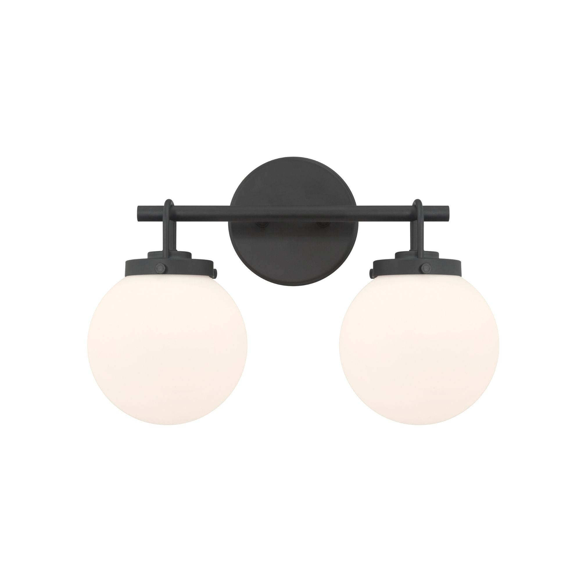 Minka-Lavery Ortesa 15 in. 2-Light Vanity, Dark Matte Black with Etched Opal Glass Globes