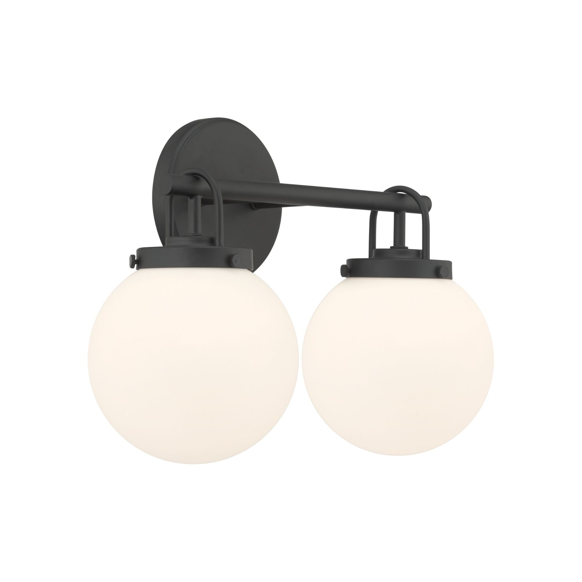 Minka-Lavery Ortesa 15 in. 2-Light Vanity, Dark Matte Black with Etched Opal Glass Globes