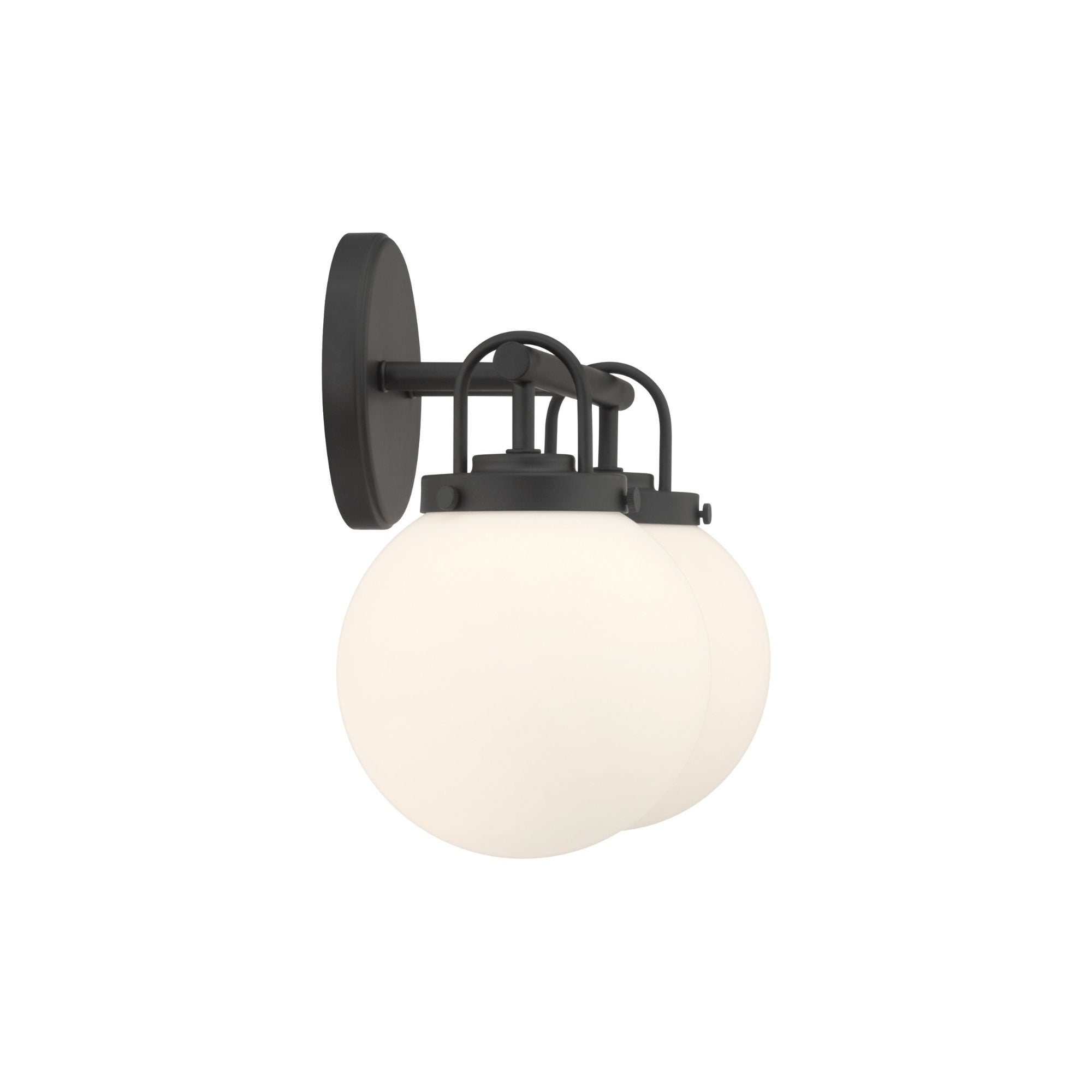 Minka-Lavery Ortesa 15 in. 2-Light Vanity, Dark Matte Black with Etched Opal Glass Globes