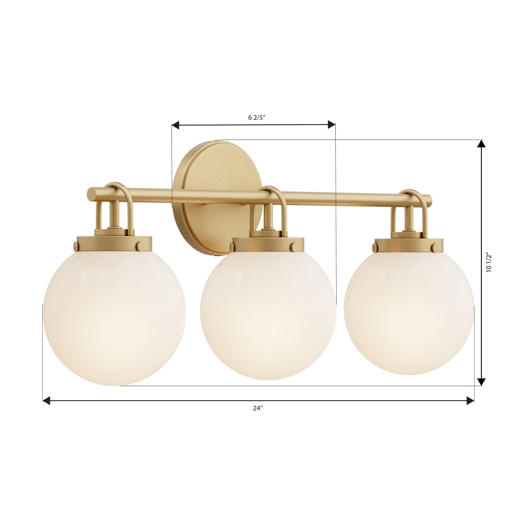Minka-Lavery Ortesa 24 in. 3-Light Vanity, Legacy Brass with Etched Opal Glass Globes