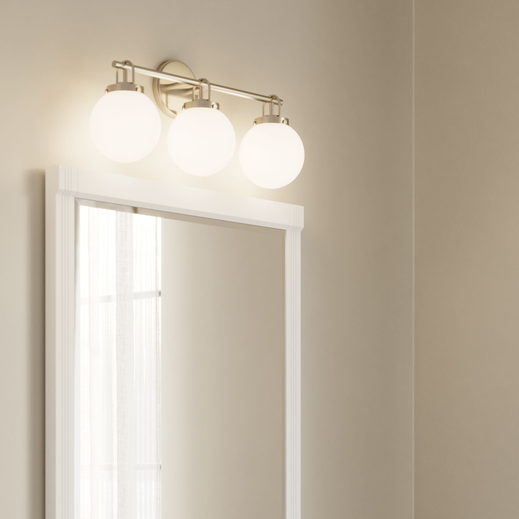 Minka-Lavery Ortesa 24 in. 3-Light Vanity, Brushed Nickel with Etched Opal Glass Globes