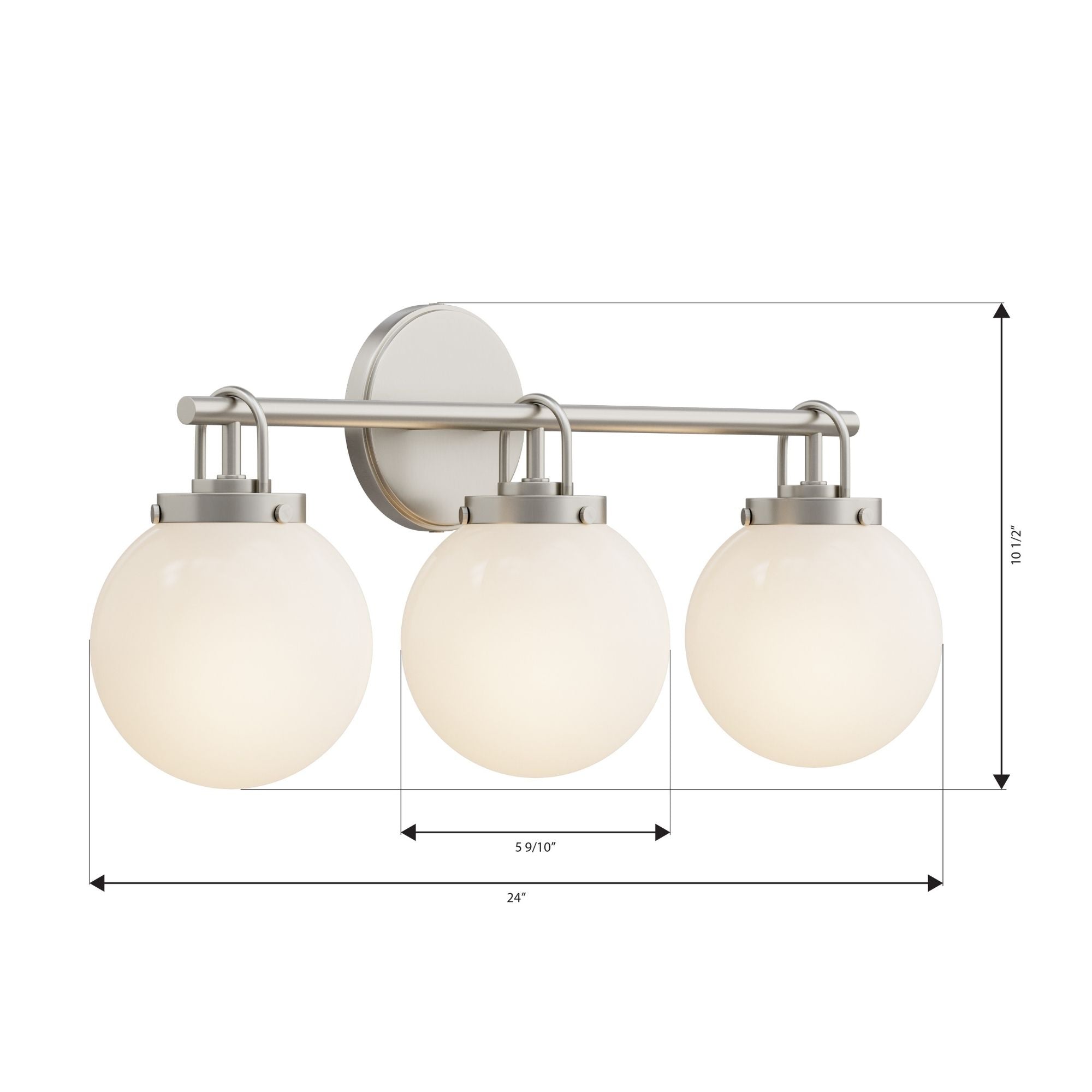 Minka-Lavery Ortesa 24 in. 3-Light Vanity, Brushed Nickel with Etched Opal Glass Globes