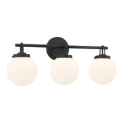 Minka-Lavery Ortesa 24 in. 3-Light Vanity, Dark Matte Black with Etched Opal Glass Globes