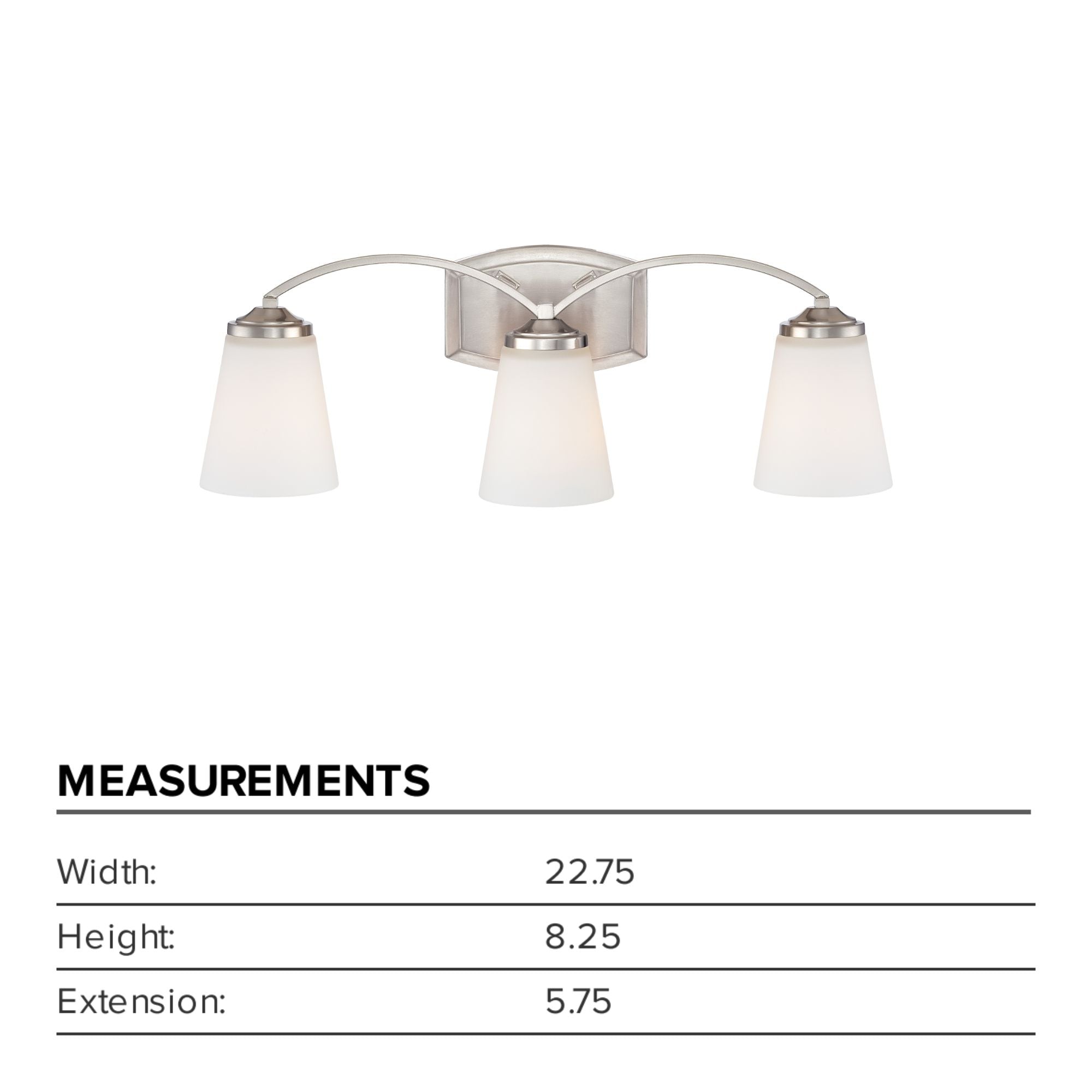Overland Park 23" 3-Light Bath Vanity, Brushed Nickel Finish