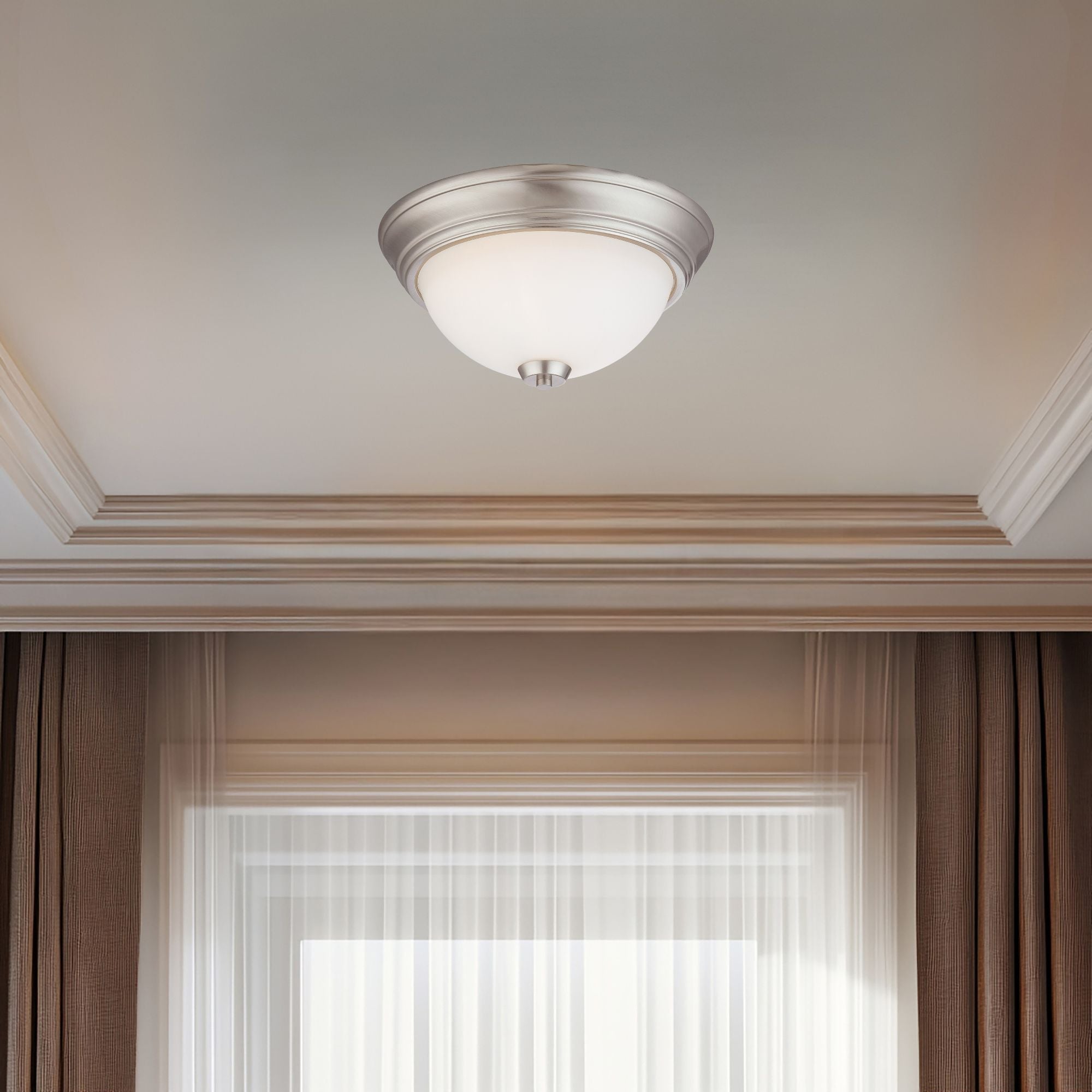 Overland Park 13" 2-Light Flush Mount, Brushed Nickel Finish