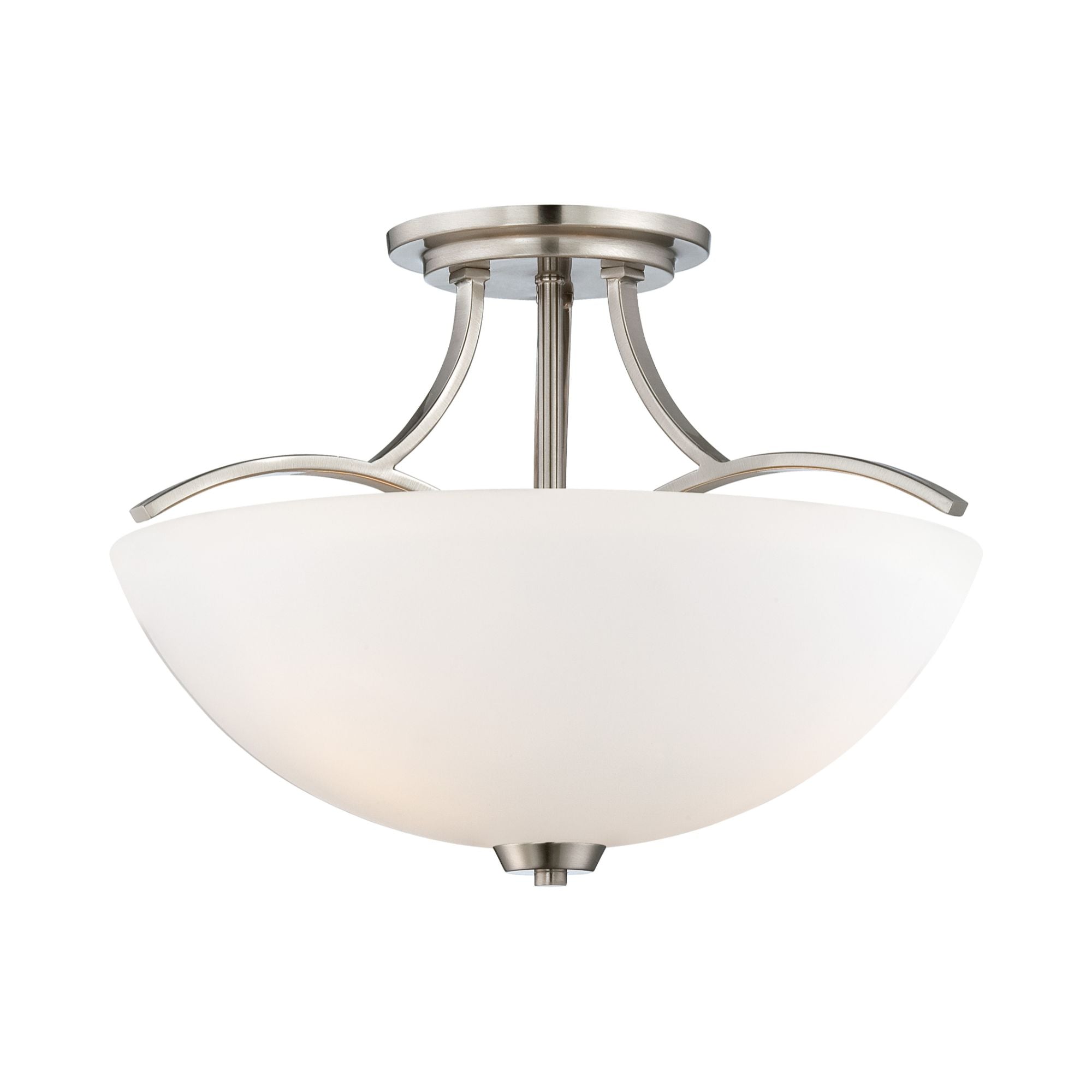 Overland Park 17" 3-Light Semi-Flush Mount, Brushed Nickel Finish