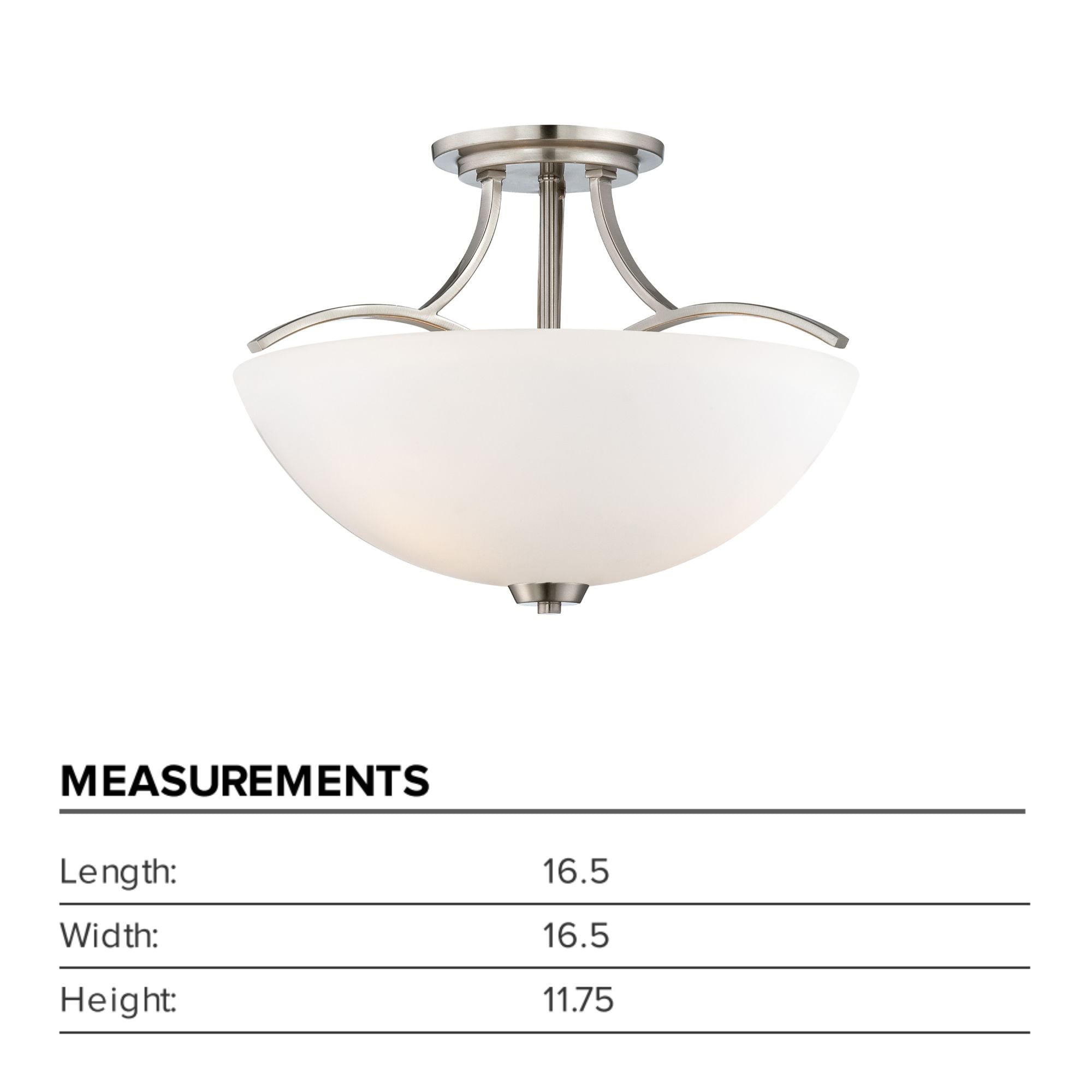 Overland Park 17" 3-Light Semi-Flush Mount, Brushed Nickel Finish