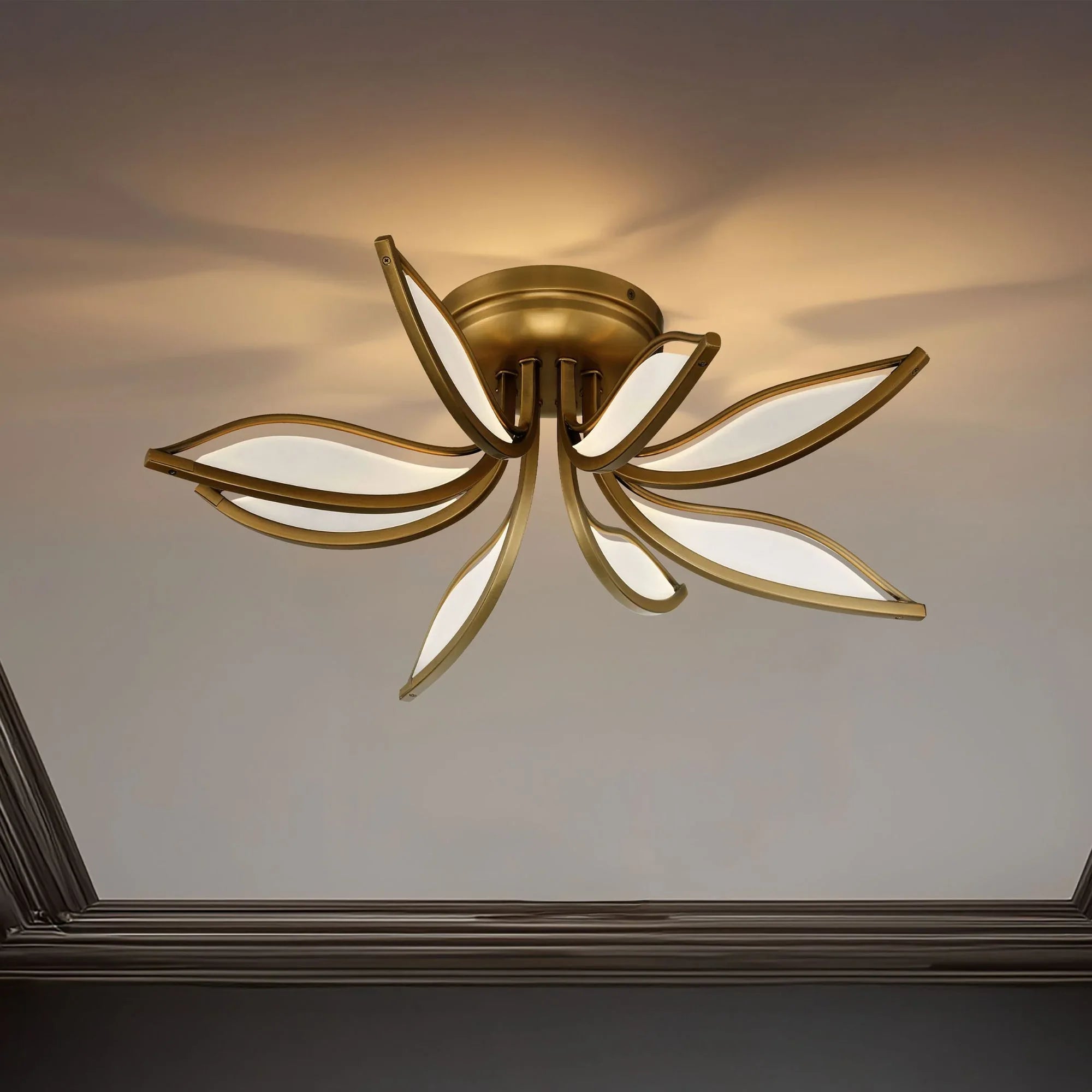 Papilio 21" LED Flush Mount, Legacy Brass Finish